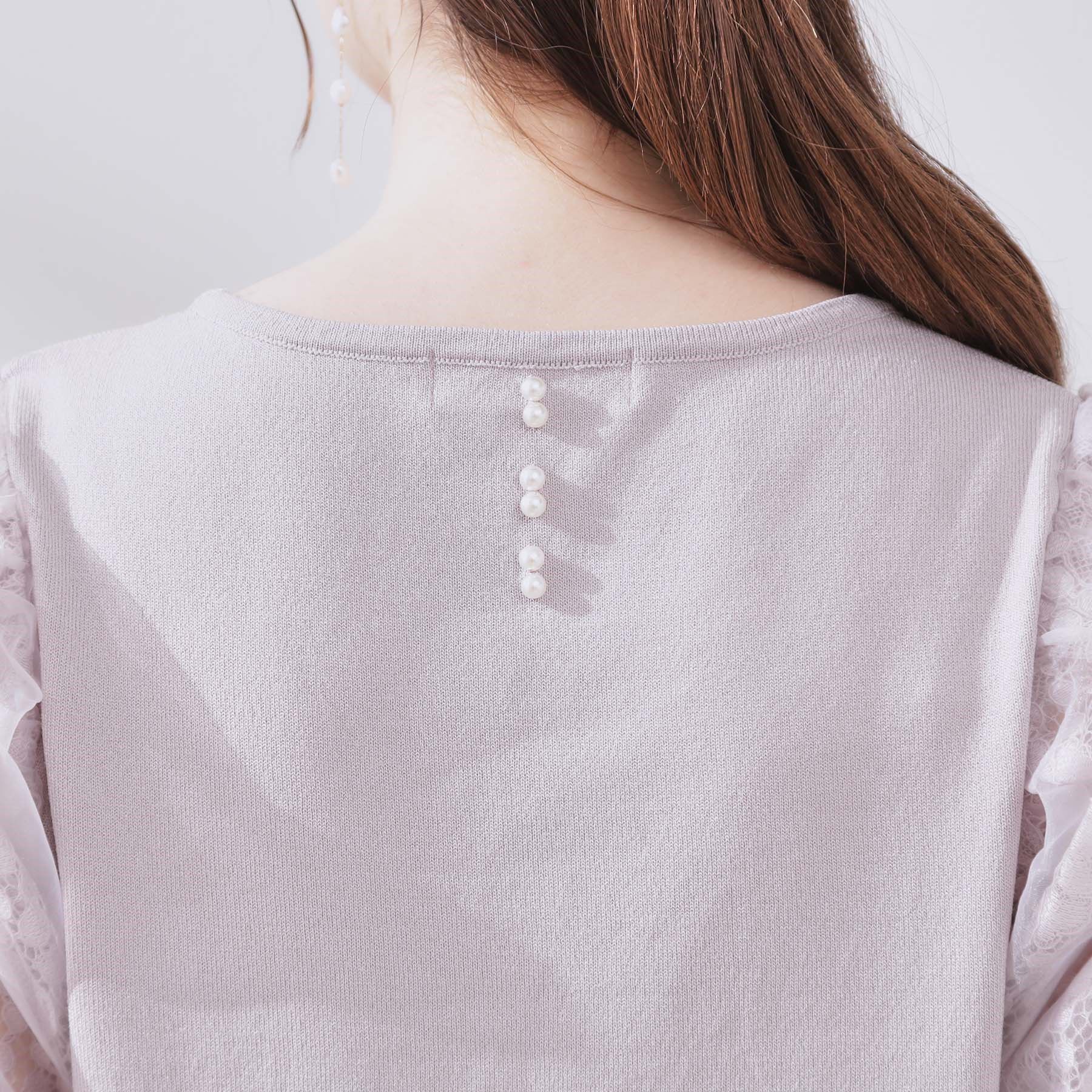 Couture broach「【洗える・UV機能・通勤】オーガンレース袖ニット」|ニット・セーター|