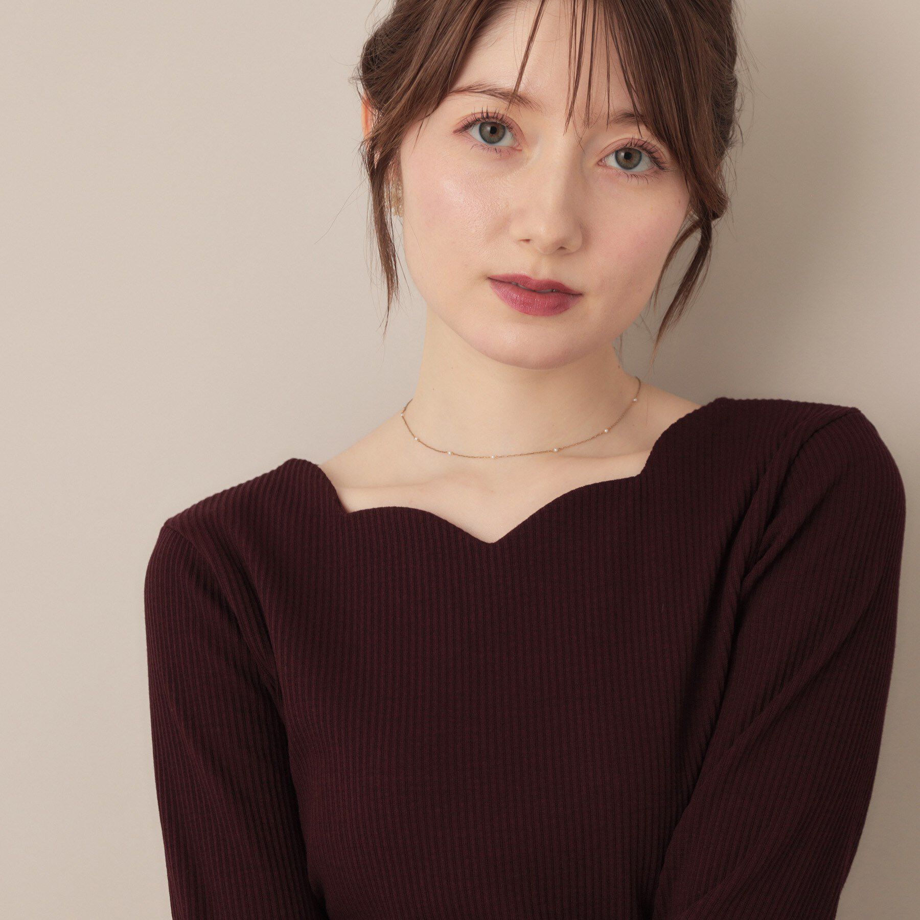 Couture broach「【マシンウォッシャブル・通勤・大人可愛い】ハートネックテレコプルオーバー」|Tシャツ・カットソー|