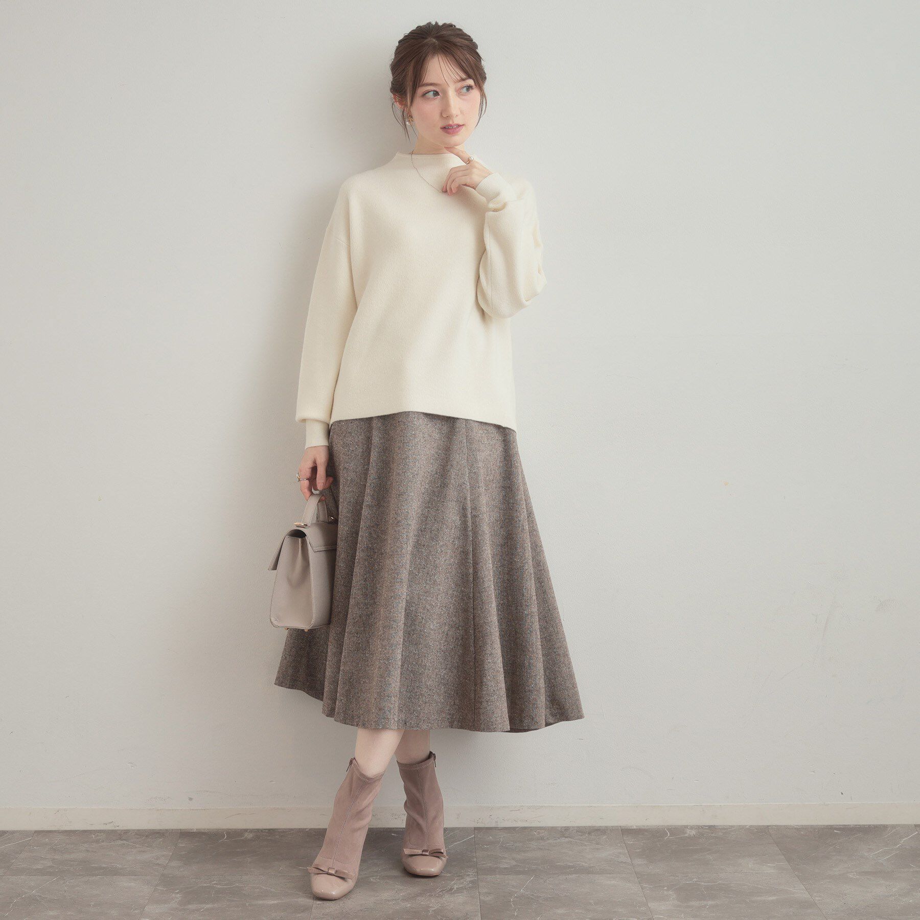 Couture broach「【ゆるふわ・通勤】リッシュアンゴラ バックパール調ニット」|ニット・セーター|