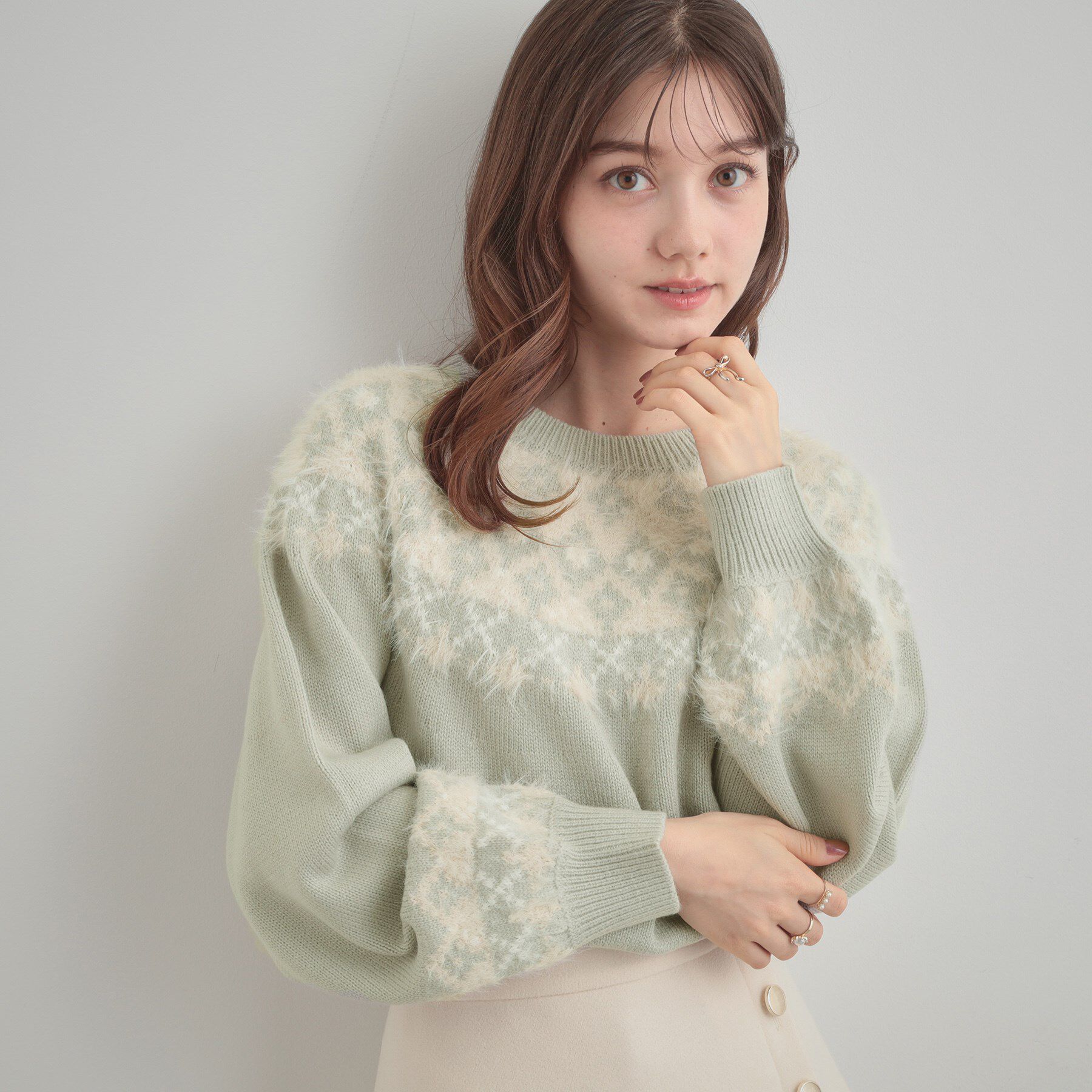 Couture broach「【着映え】求心フェザーニット」|ニット・セーター|ライトグリーン(02