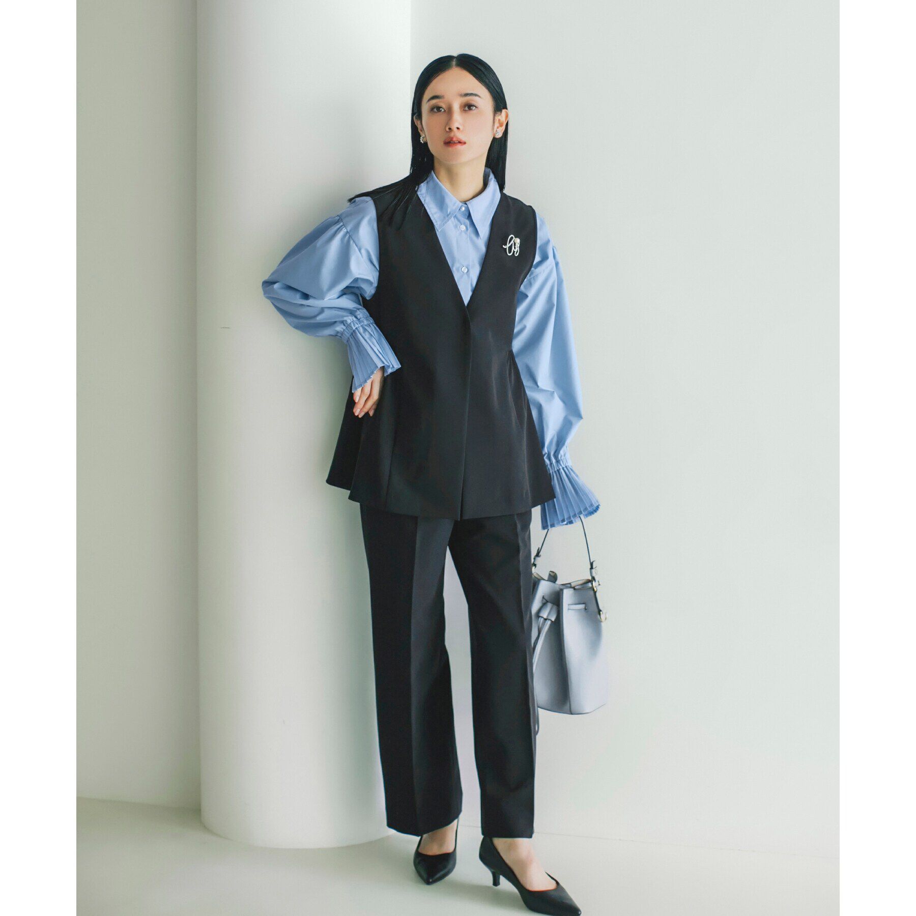 THE SHOP TK「【汚れ防止／シワになりにくい／セレモニー／通勤】ダブルクロスワイドパンツ／洗える／サスティナブル」|その他|