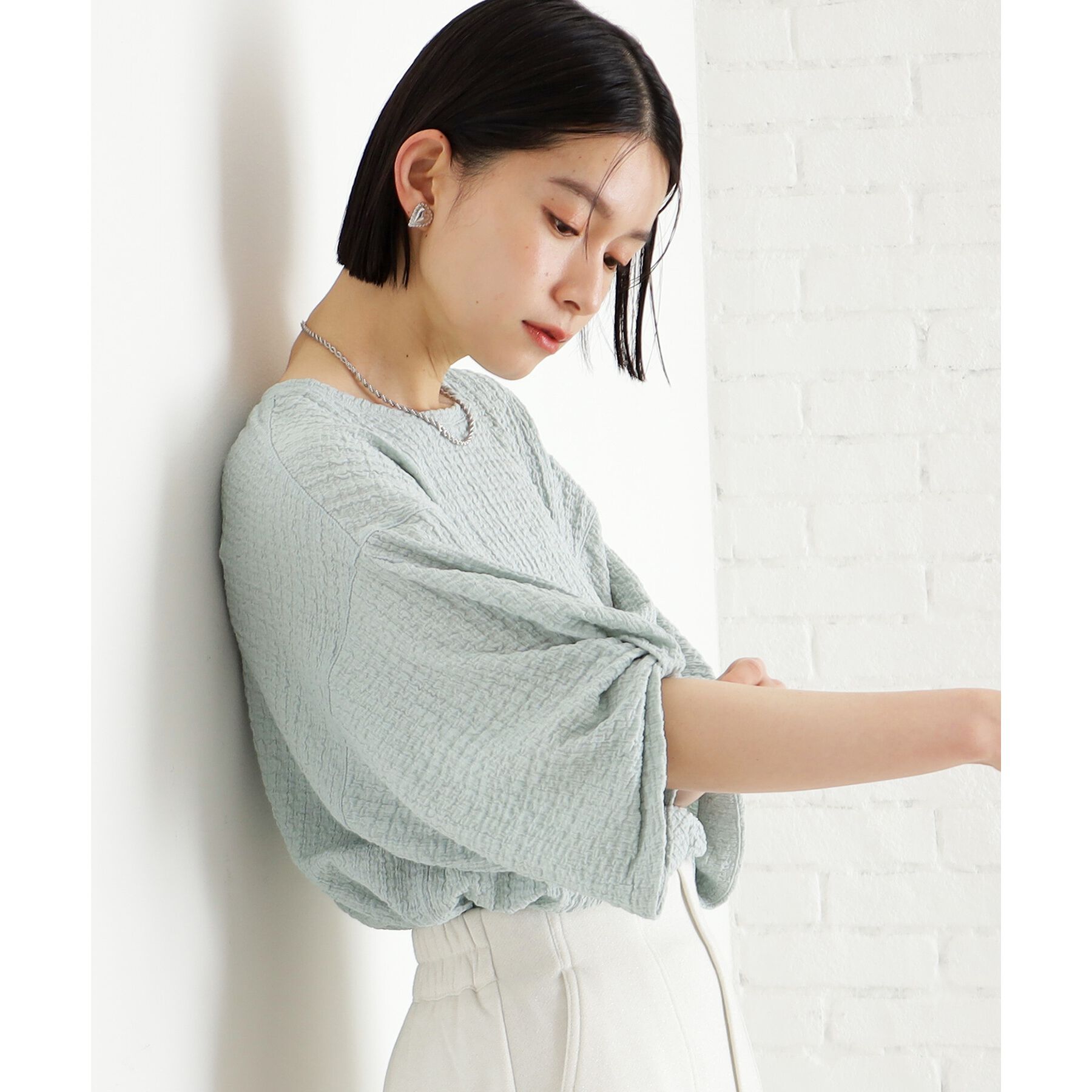 THE SHOP TK「ポコポコ袖タックプルオーバー【洗濯機OK】」|Tシャツ・カットソー|