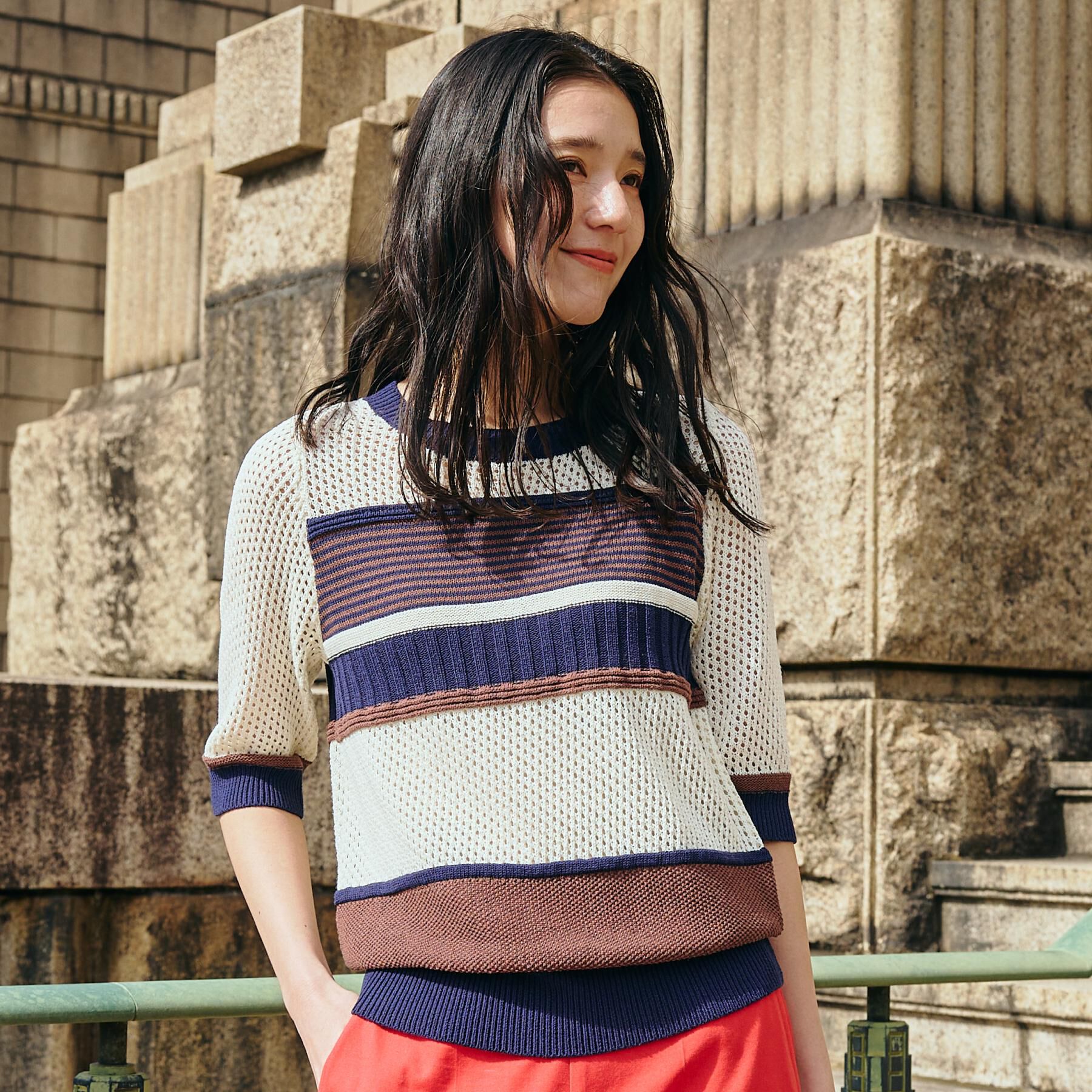 THE SHOP TK「マルチボーダートップス【洗える】」|ニット・セーター|