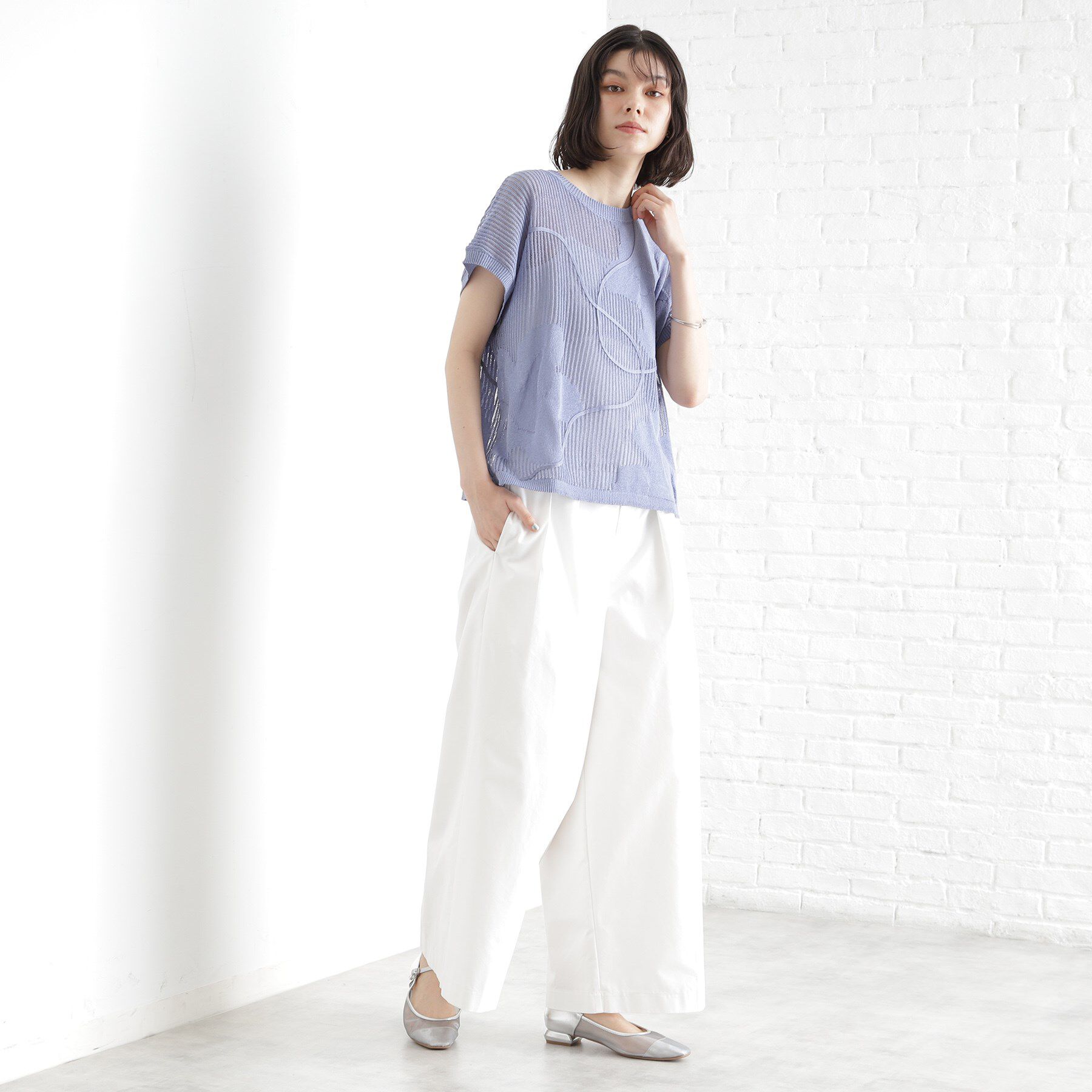 THE SHOP TK「コード刺繍シアーニット【洗える】」|ニット・セーター|