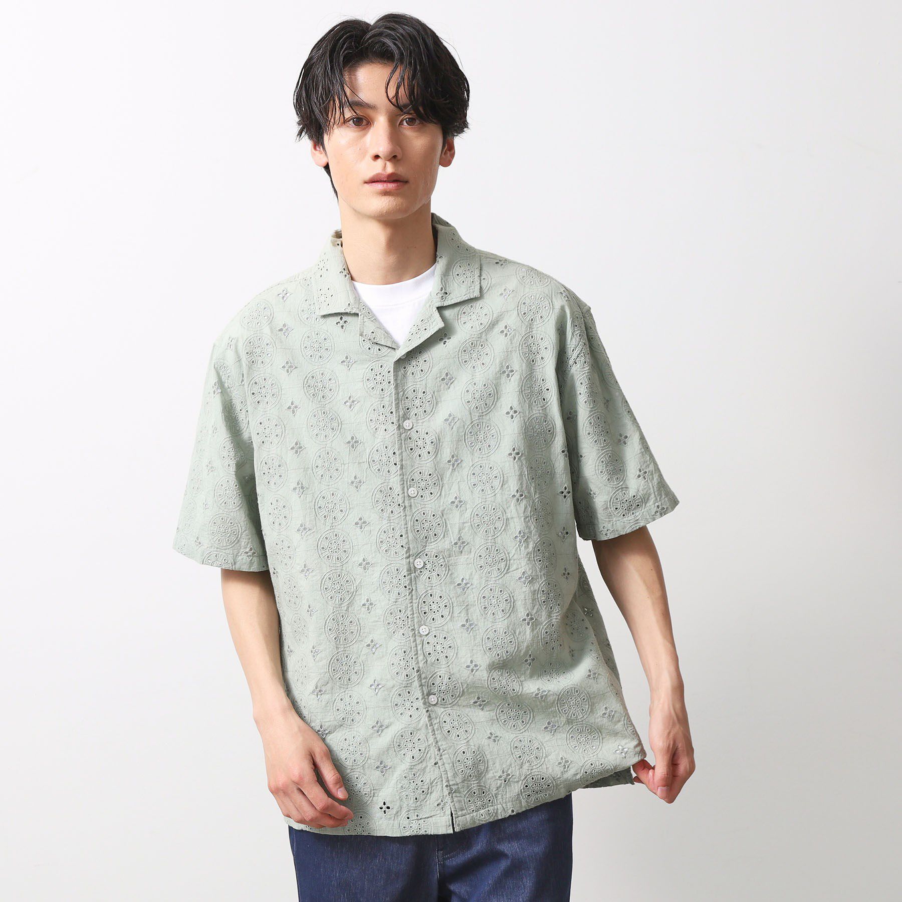 THE SHOP TK「インド刺繍半袖シャツ　【親子リンク/洗濯機OK】」|シャツ・ブラウス|ミントグリーン(02