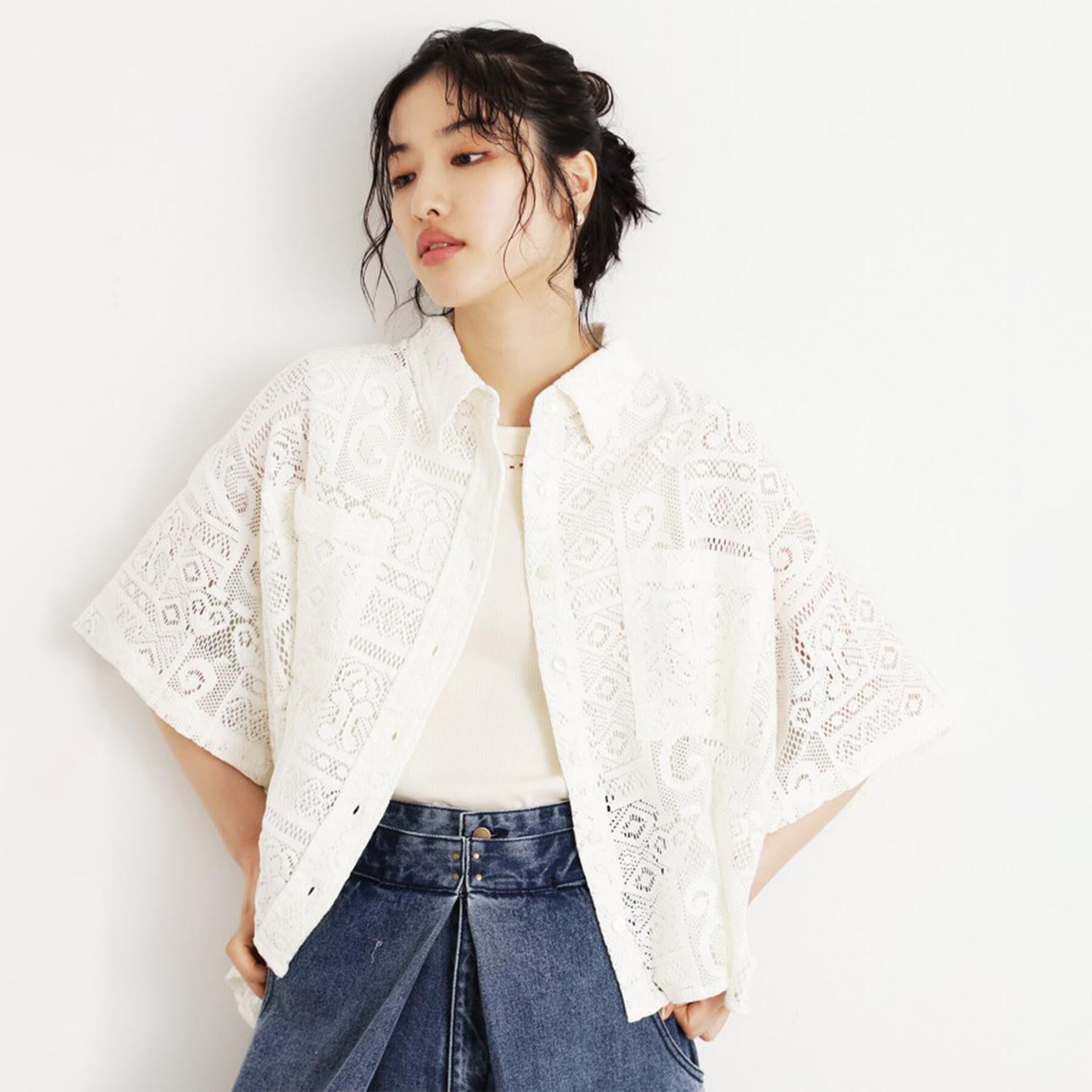 THE SHOP TK「総レースシャツ【洗える】」|シャツ・ブラウス|