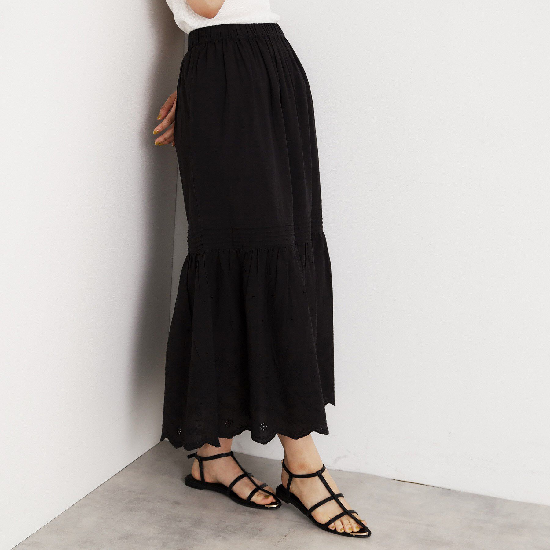 THE SHOP TK「スカラップ刺繍スカート【洗濯機OK】」|スカート|