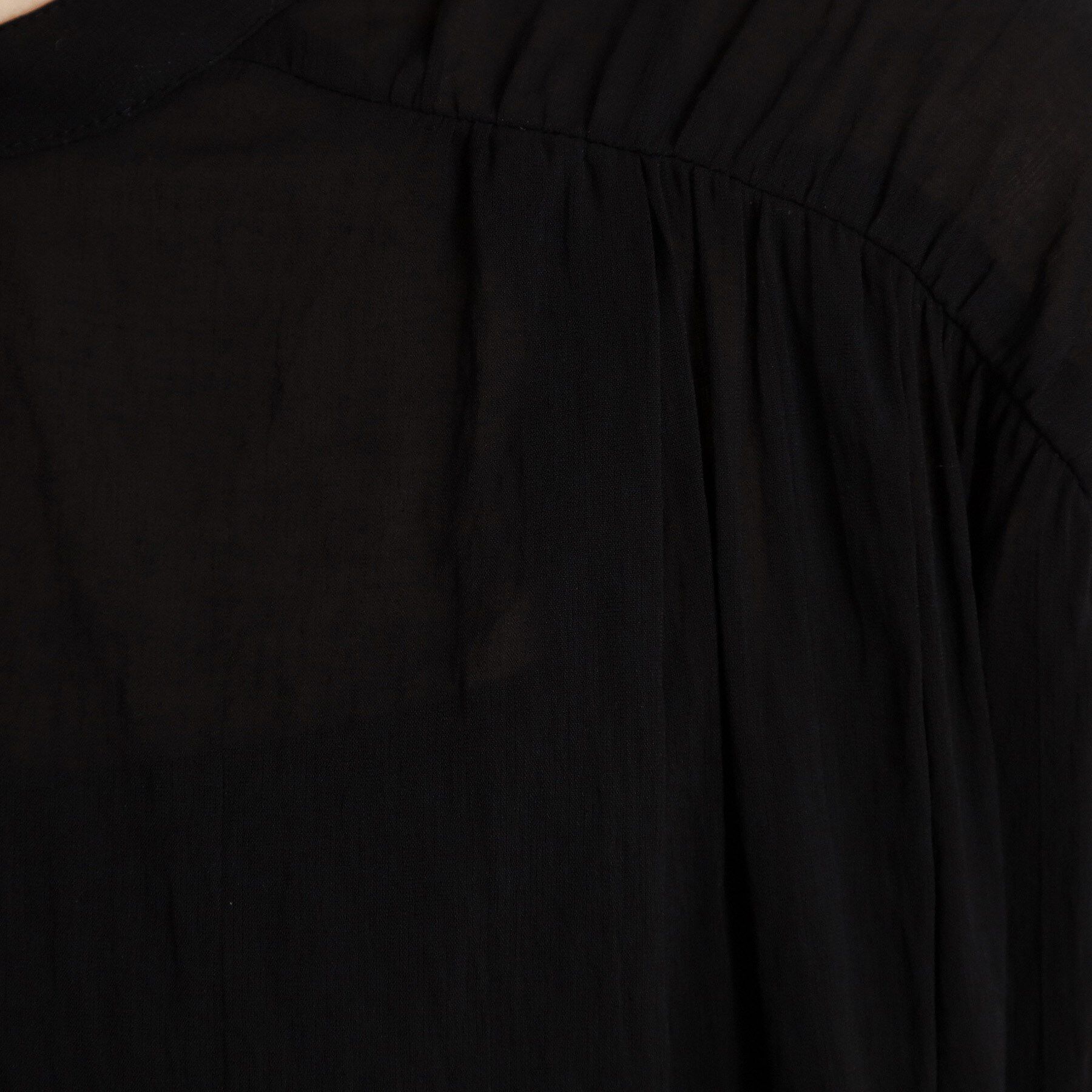 THE SHOP TK「麻調シアーフリルギャザーブラウス【洗える】」|シャツ・ブラウス|