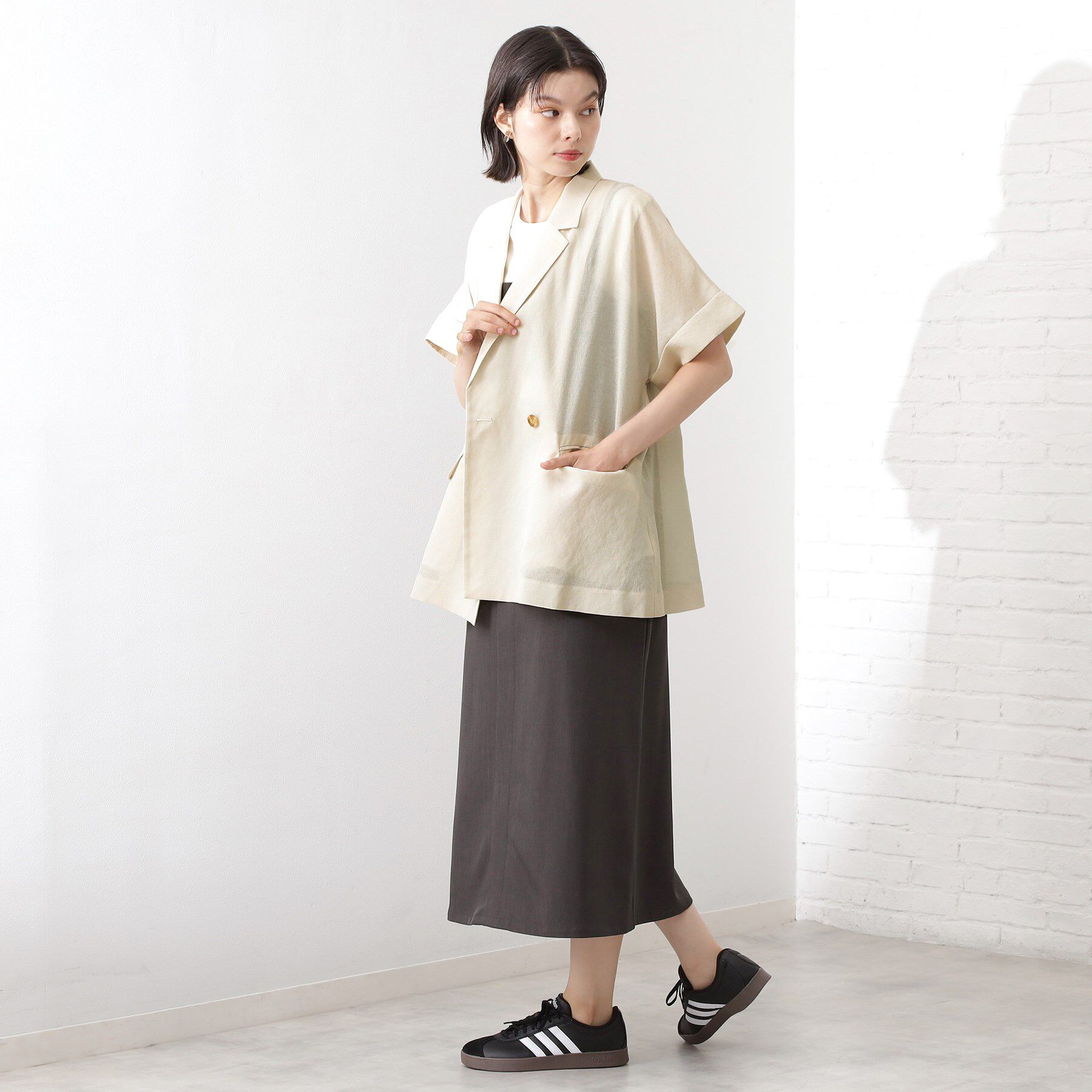 THE SHOP TK「半袖シアージャケット【洗える】」|テーラードジャケット|