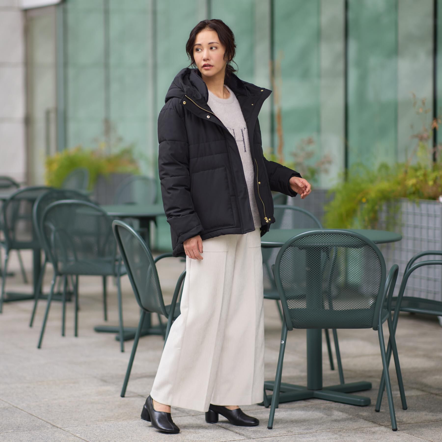 THE SHOP TK「【すっきり見えシルエット】上品ふわもこ中綿ブルゾン」|ダウン|