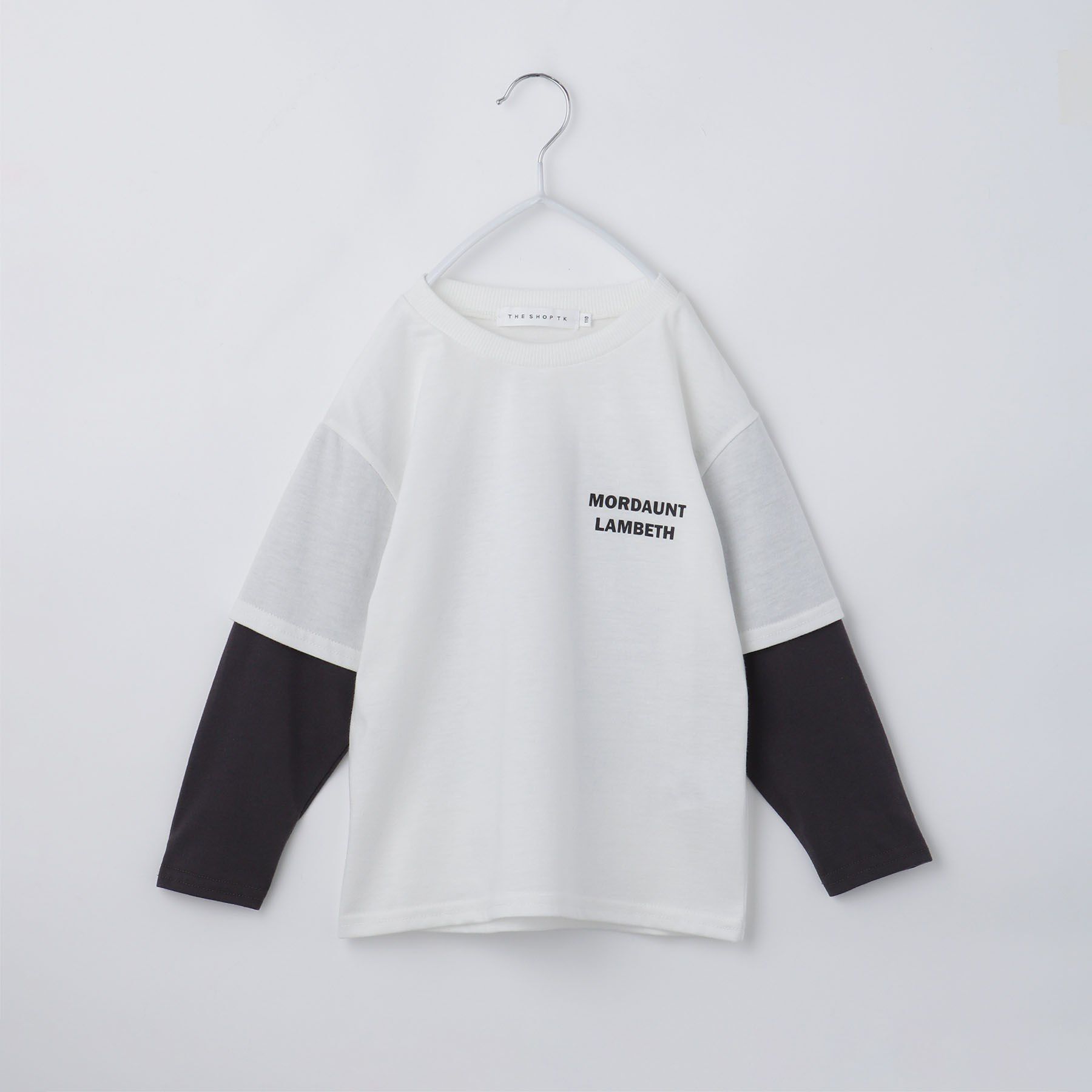 THE SHOP TK「【110－160】レイヤード風デニムアップリケロンTee」|Tシャツ・カットソー|アイボリー(004)