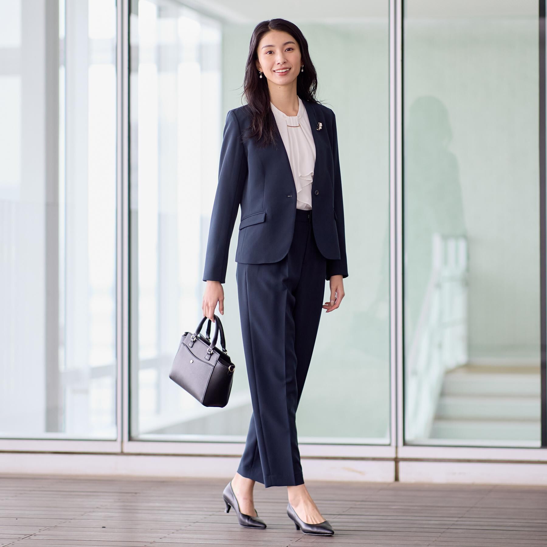 THE SHOP TK「【通勤・セレモニー】ダブルクロス ノーカラージャケット/セットアップ可」|ノーカラージャケット|