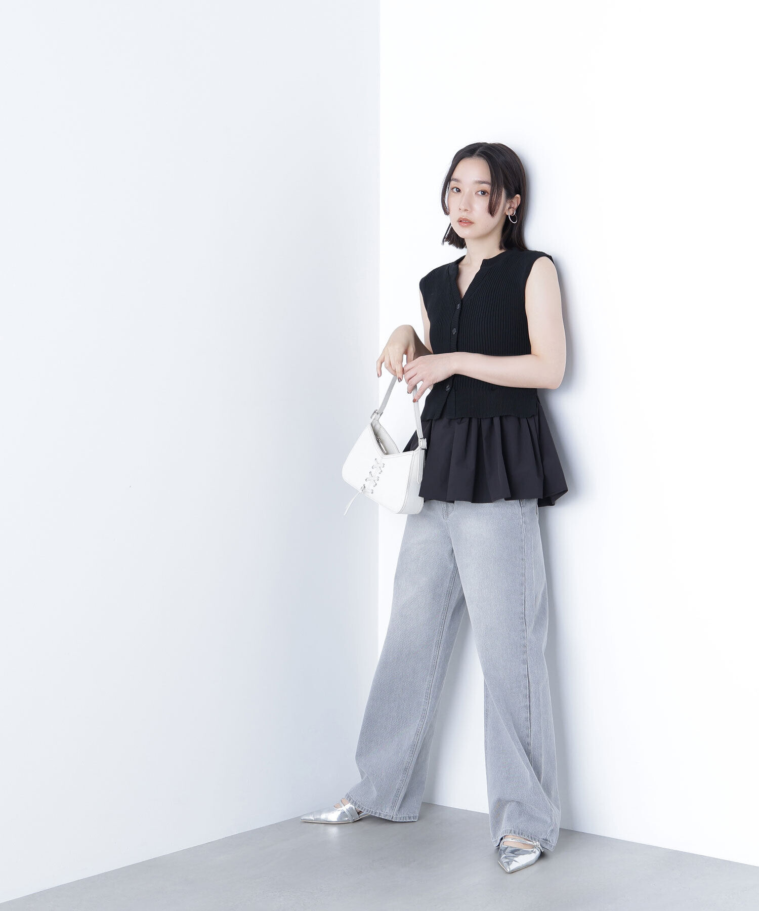  「2wayドッキングペプラムベスト」|ニット・セーター|