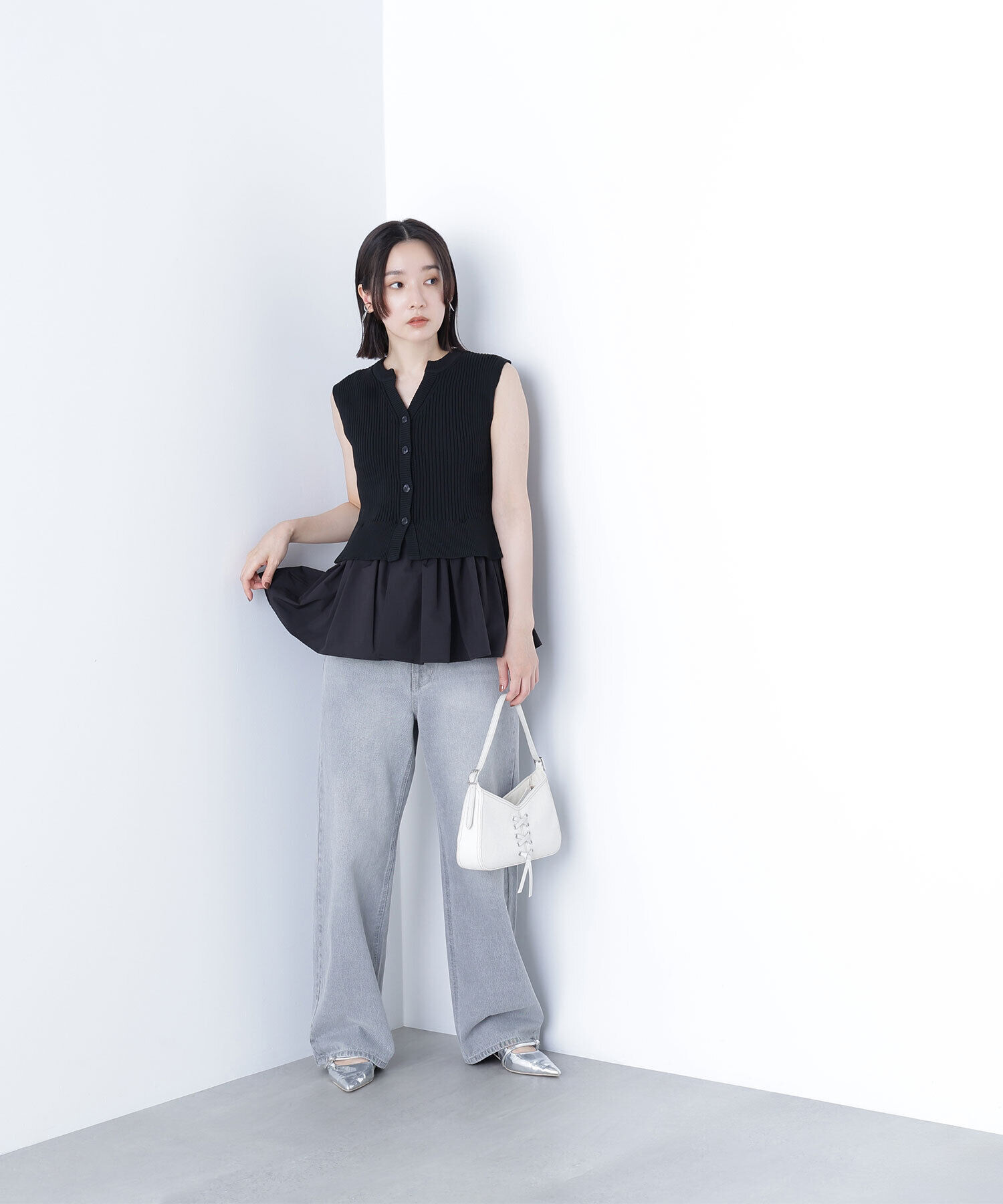  「2wayドッキングペプラムベスト」|ニット・セーター|