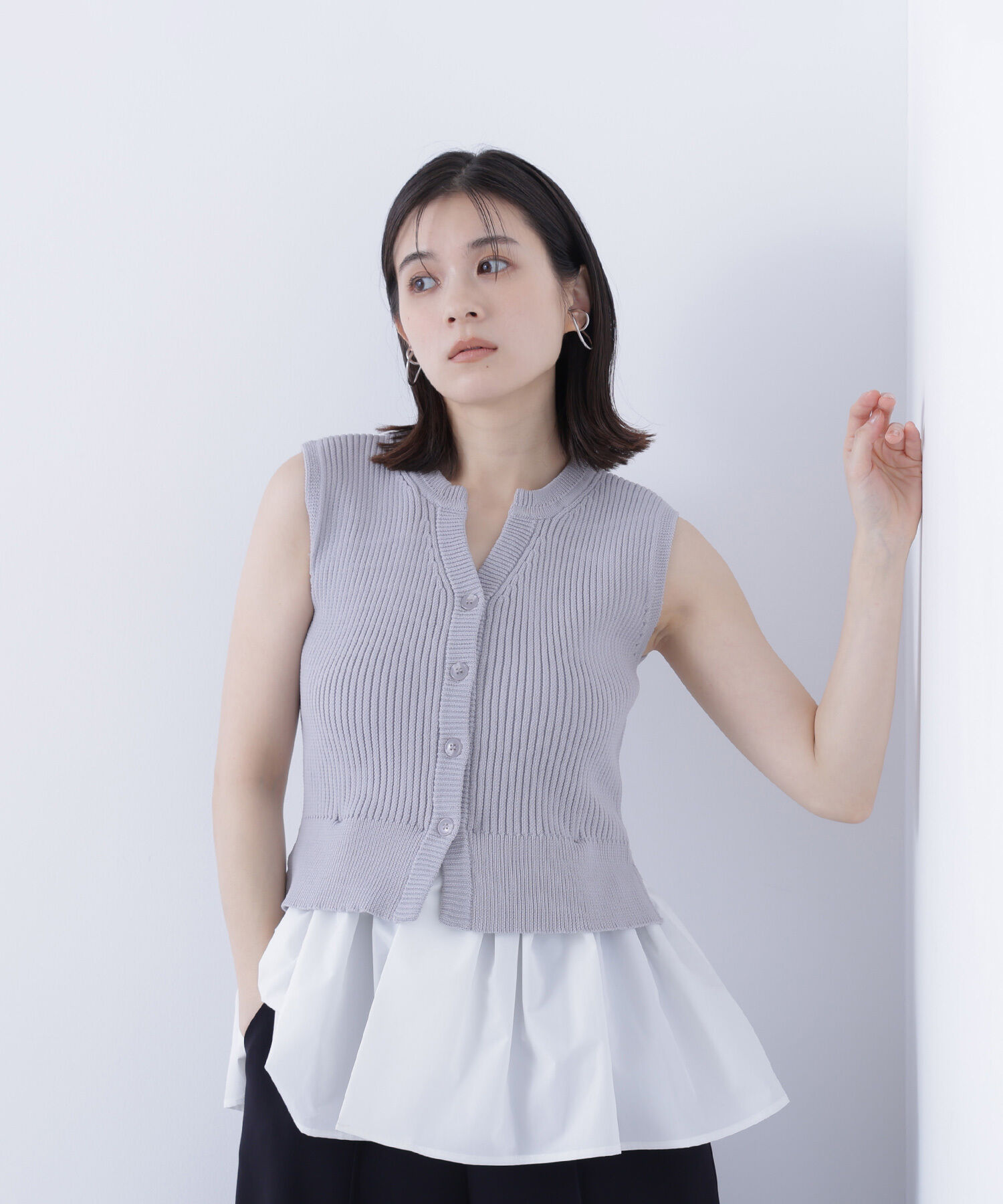  「2wayドッキングペプラムベスト」|ニット・セーター|