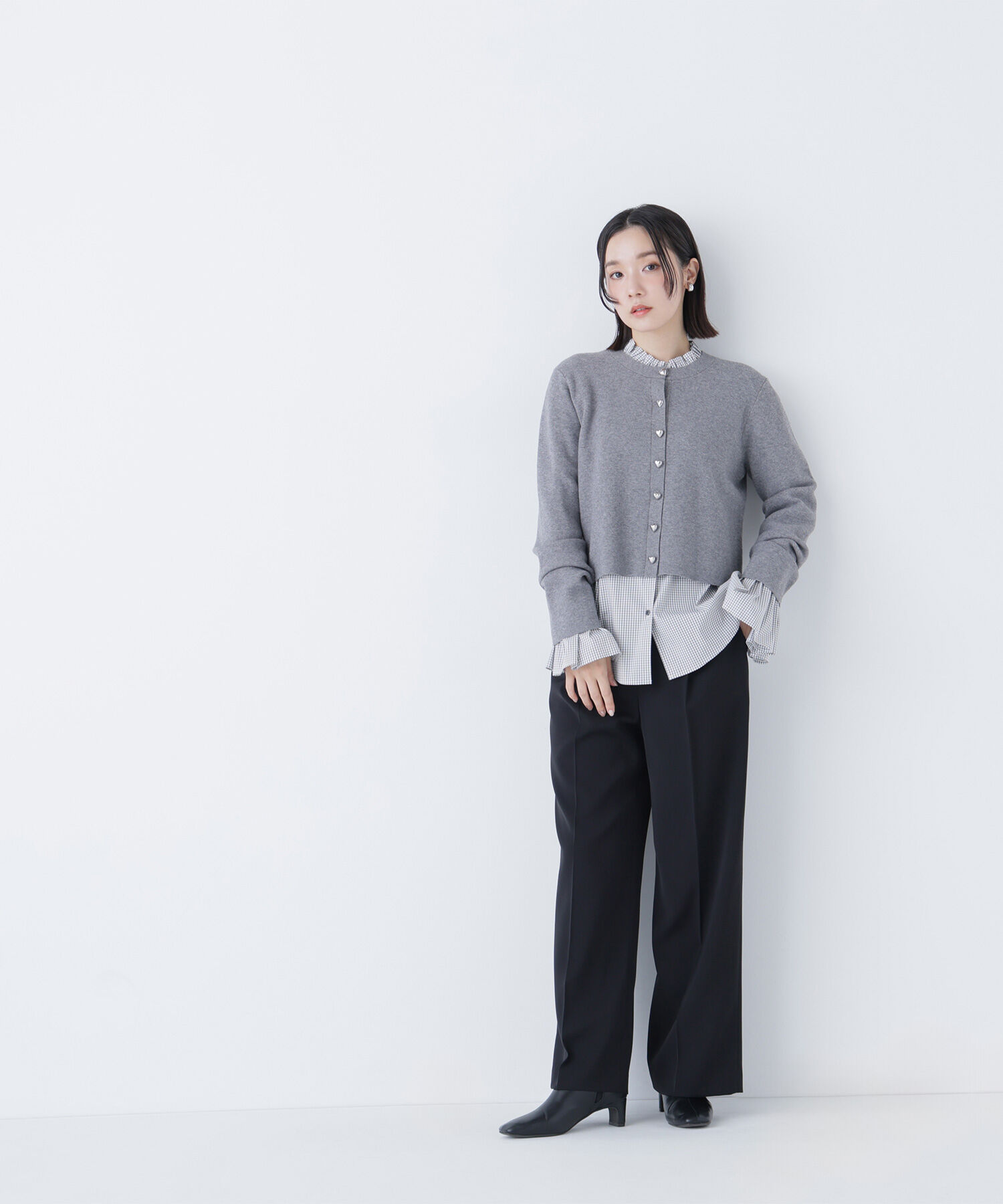  「ハートボタンニットジャケット」|ニット・セーター|