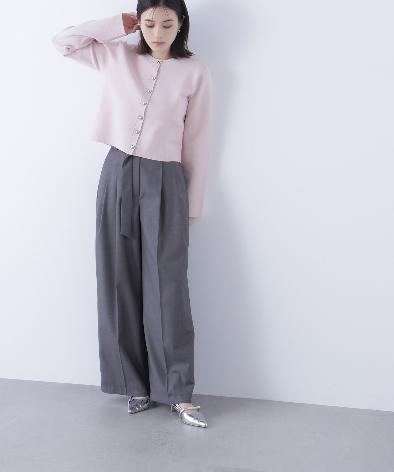  「ハートボタンニットジャケット」|ニット・セーター|