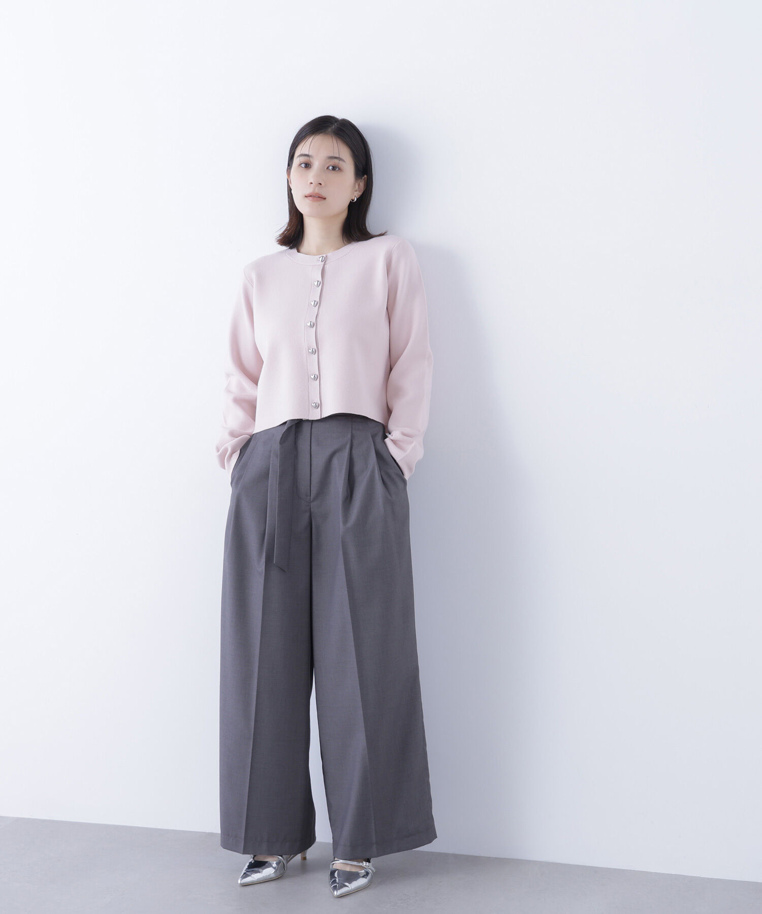  「ハートボタンニットジャケット」|ニット・セーター|