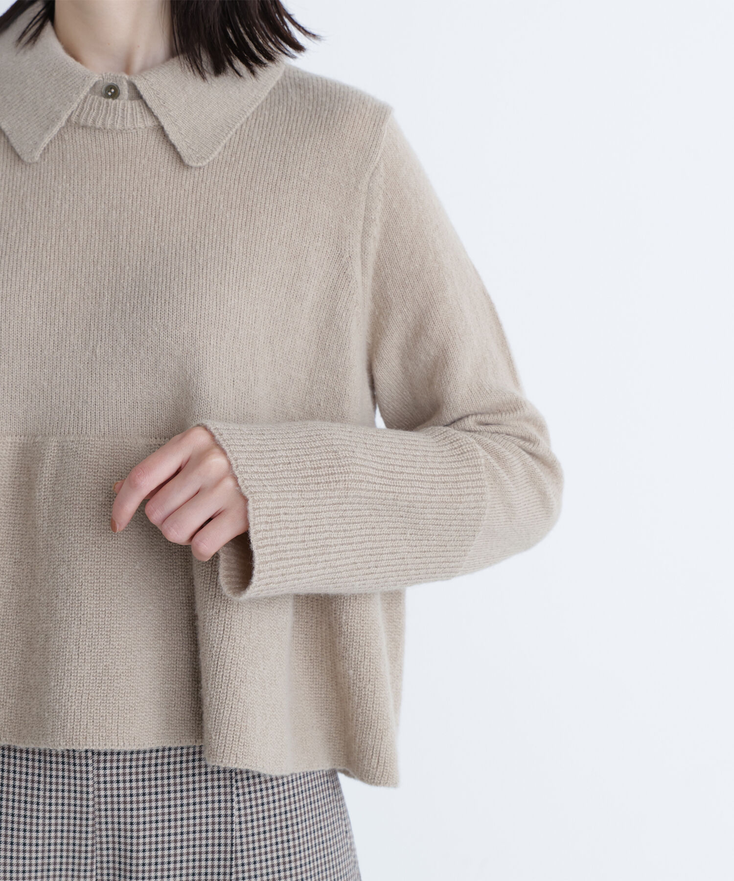  「襟付きペプラムニット」|ニット・セーター|