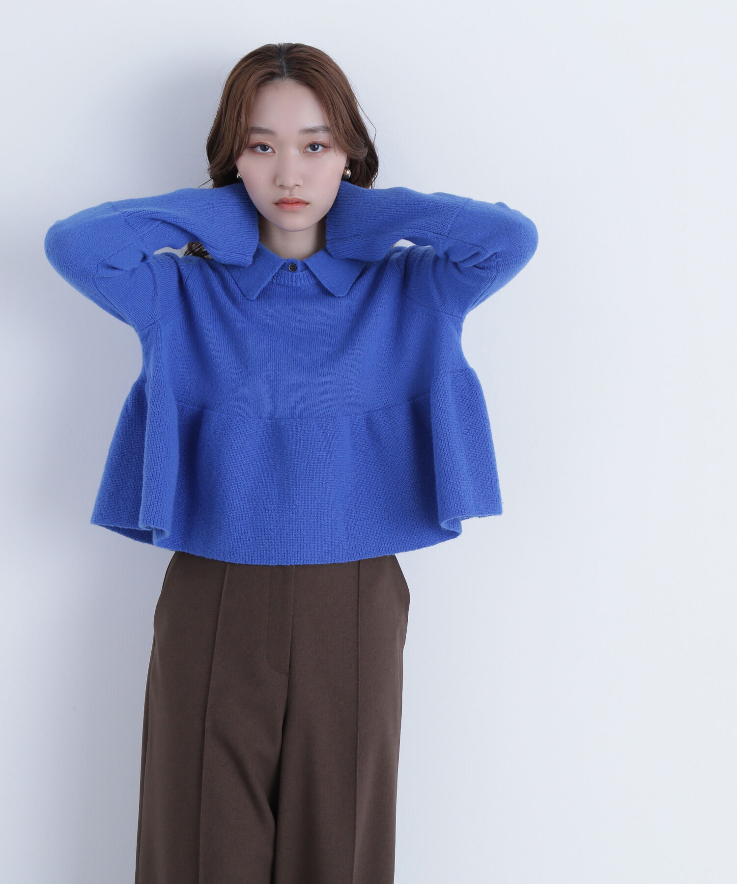  「襟付きペプラムニット」|ニット・セーター|