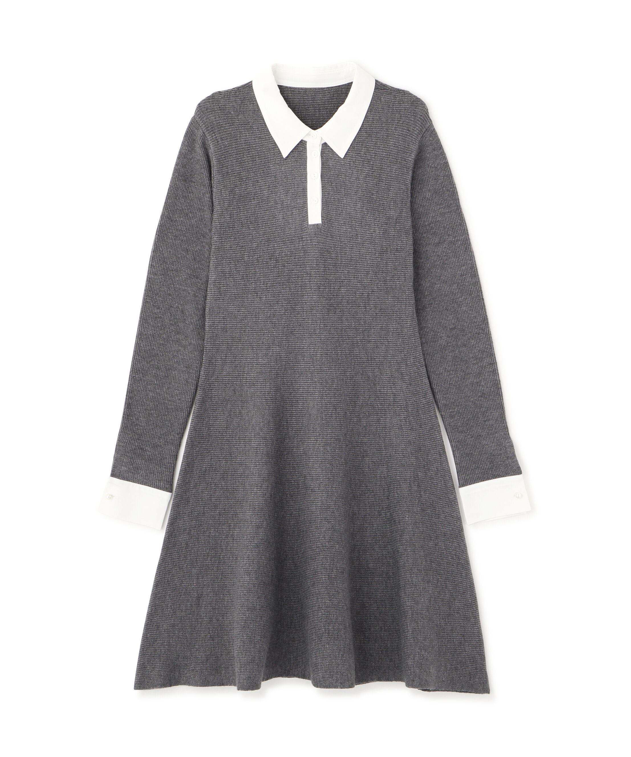  「シャツカラーミニニットワンピース」|ワンピース|