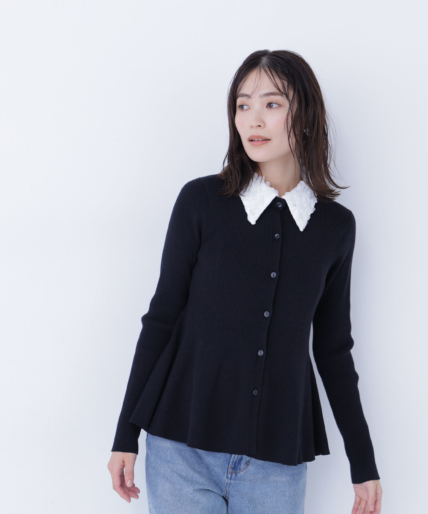  「2wayカラーペプラムニット」|ニット・セーター|