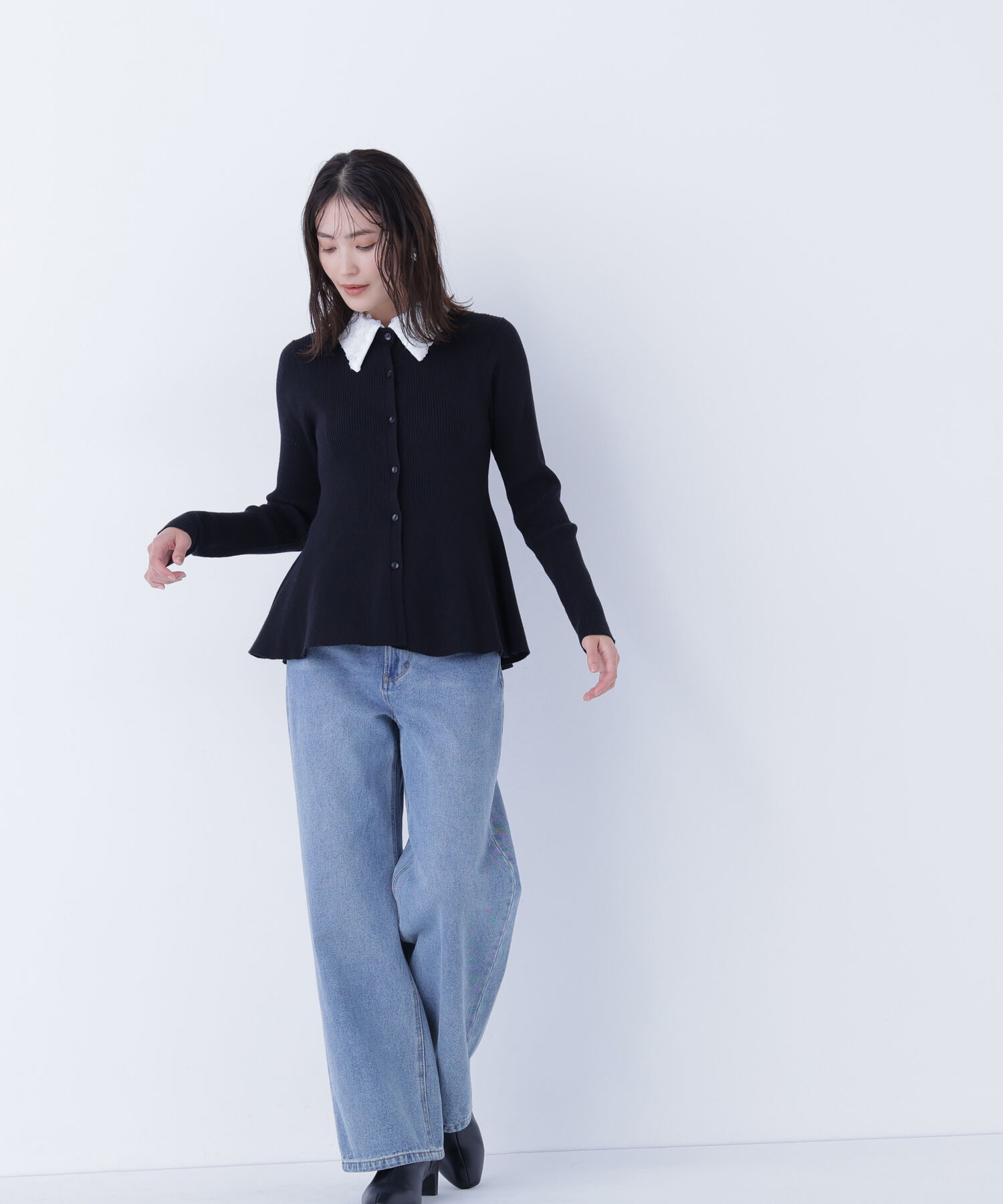  「2wayカラーペプラムニット」|ニット・セーター|