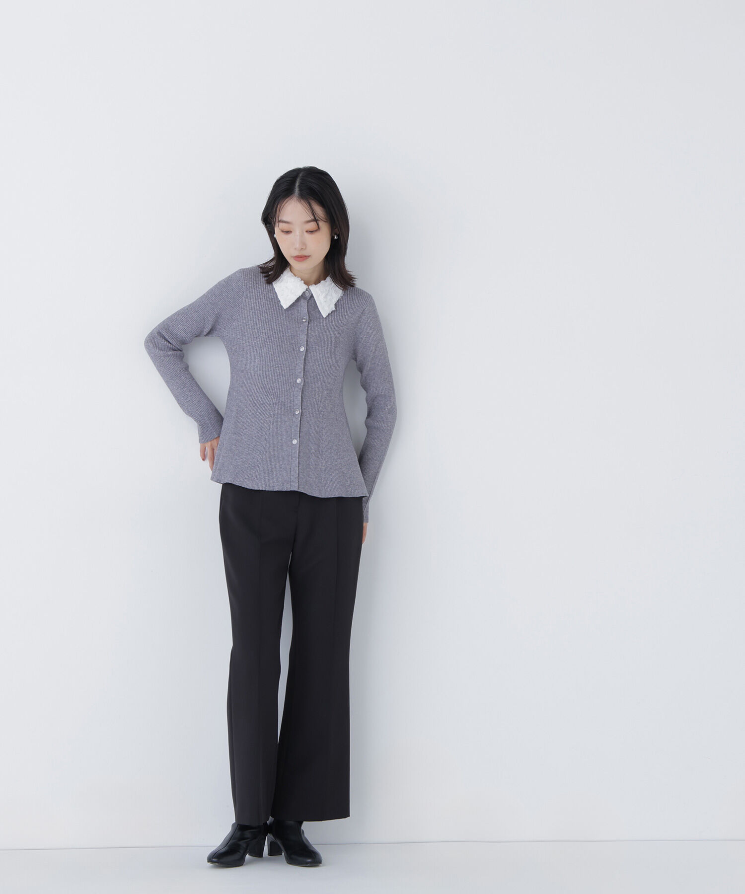  「2wayカラーペプラムニット」|ニット・セーター|