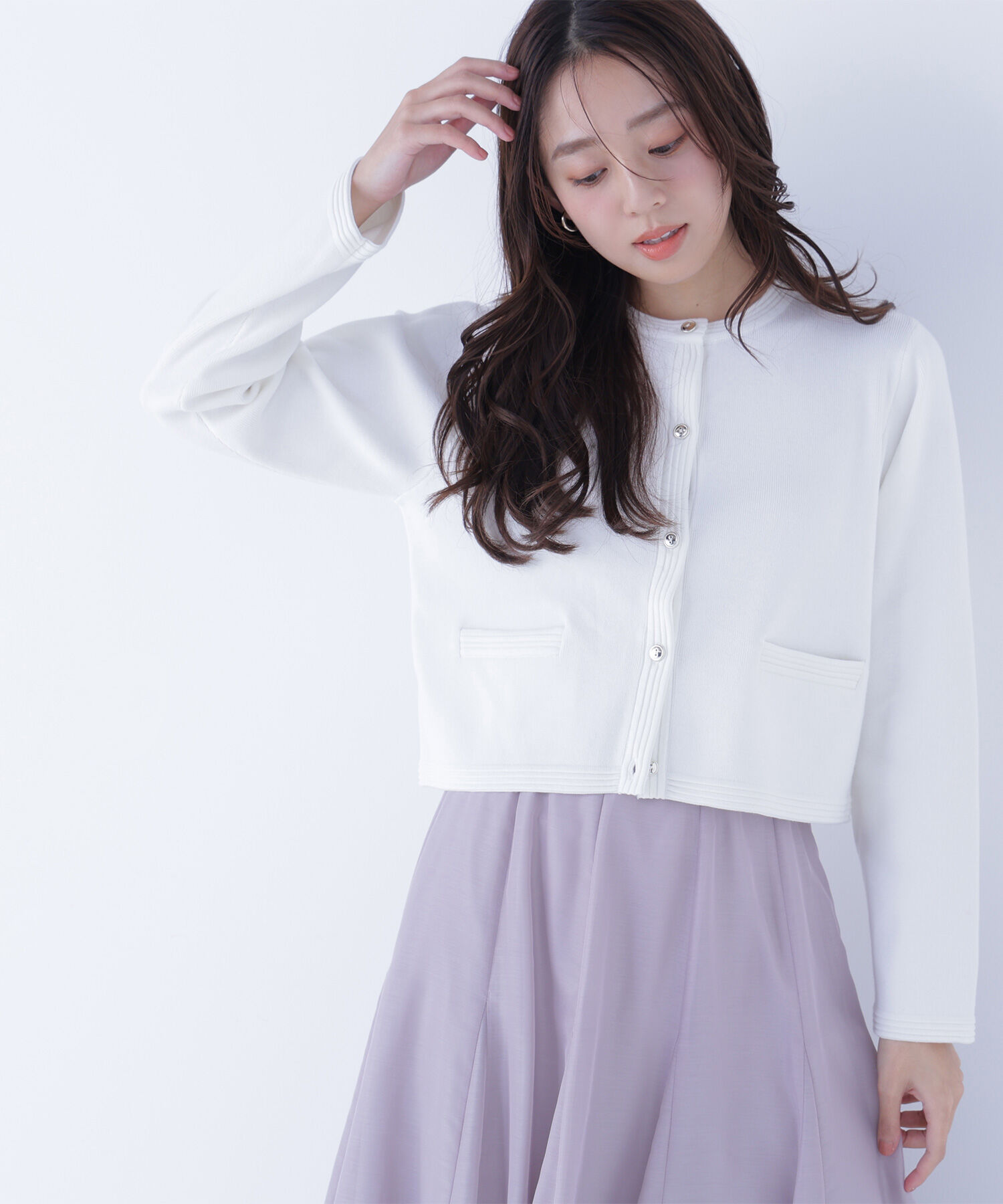  「シルクブレンドカーディガン」|ニット・セーター|オフホワイト1