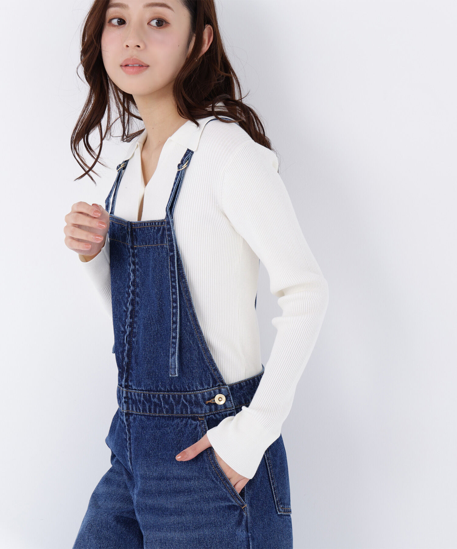  「襟付Vネックリブニット」|ニット・セーター|