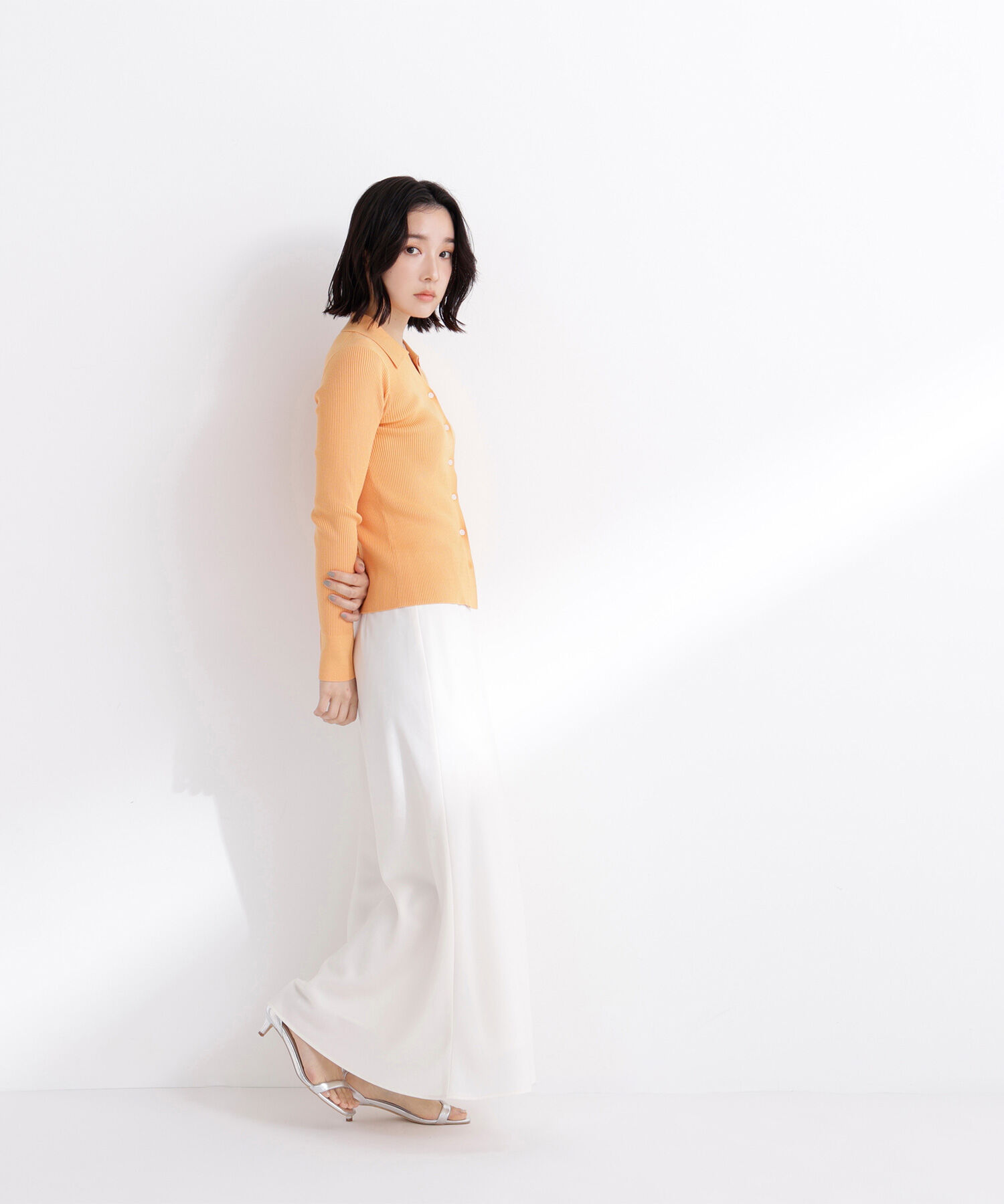  「襟付Vネックリブニット」|ニット・セーター|