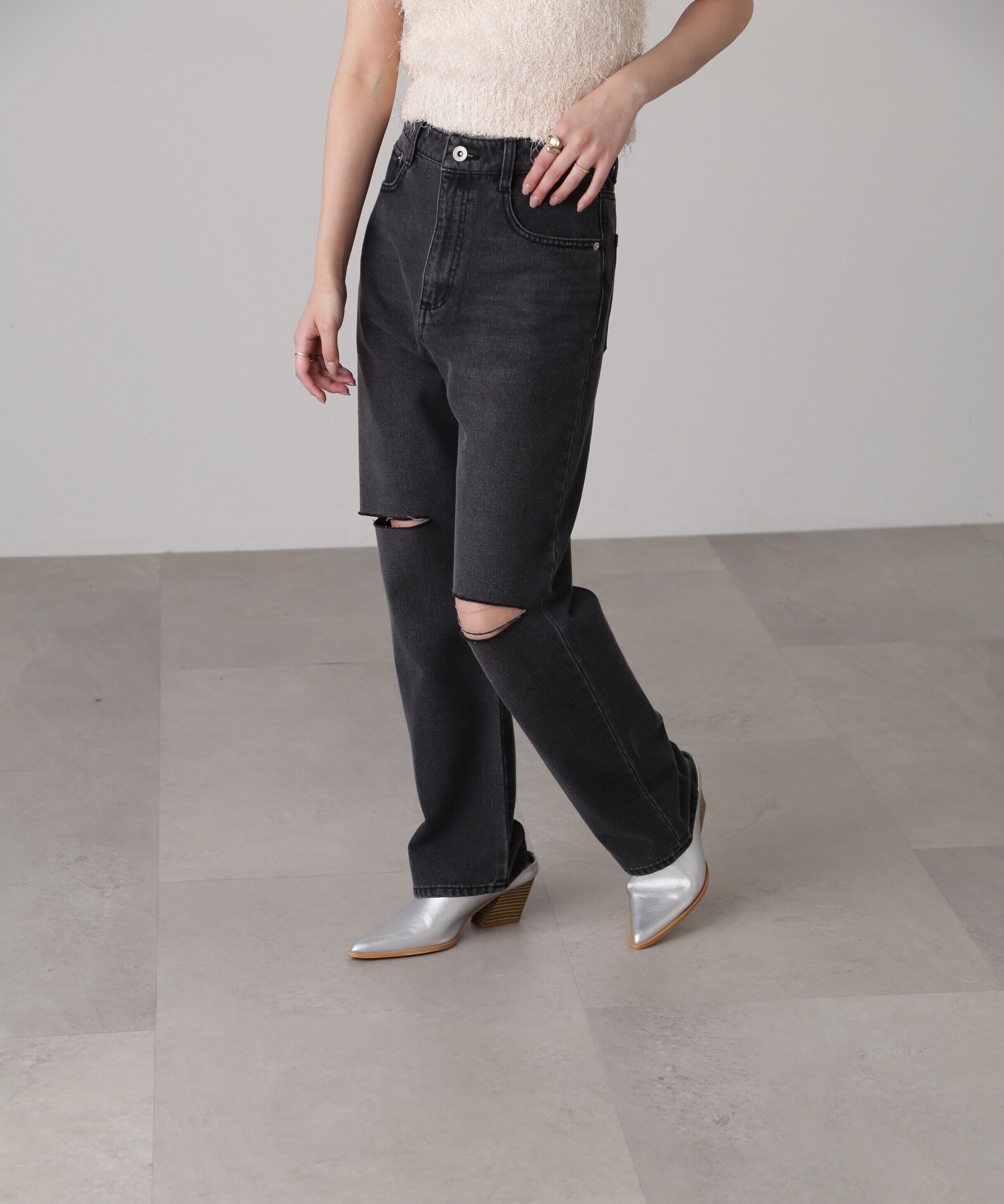  「[低身長サイズ/Sシリーズ]ニーカットストレートデニムパンツ」|その他|