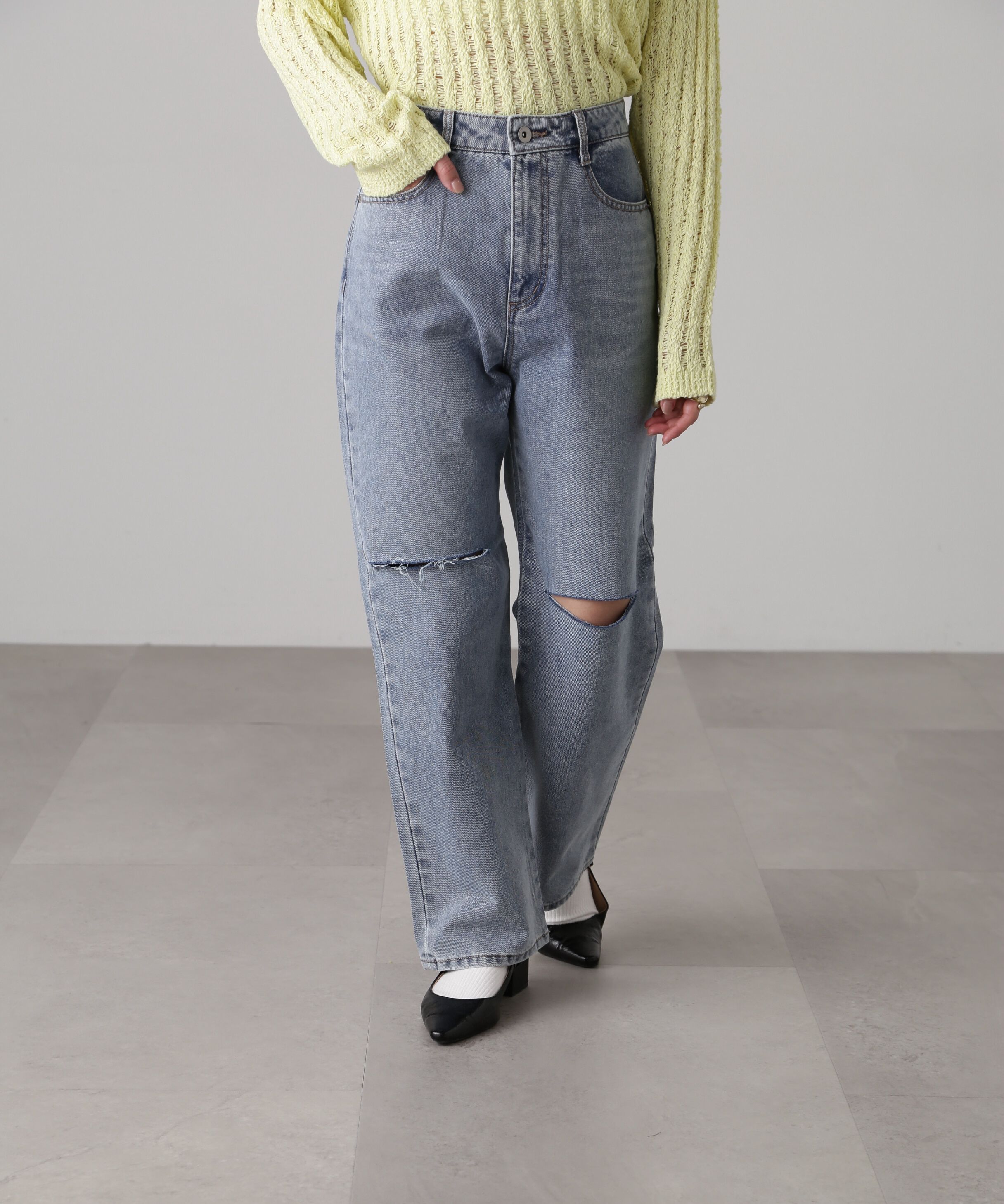  「[低身長サイズ/Sシリーズ]ニーカットストレートデニムパンツ」|その他|