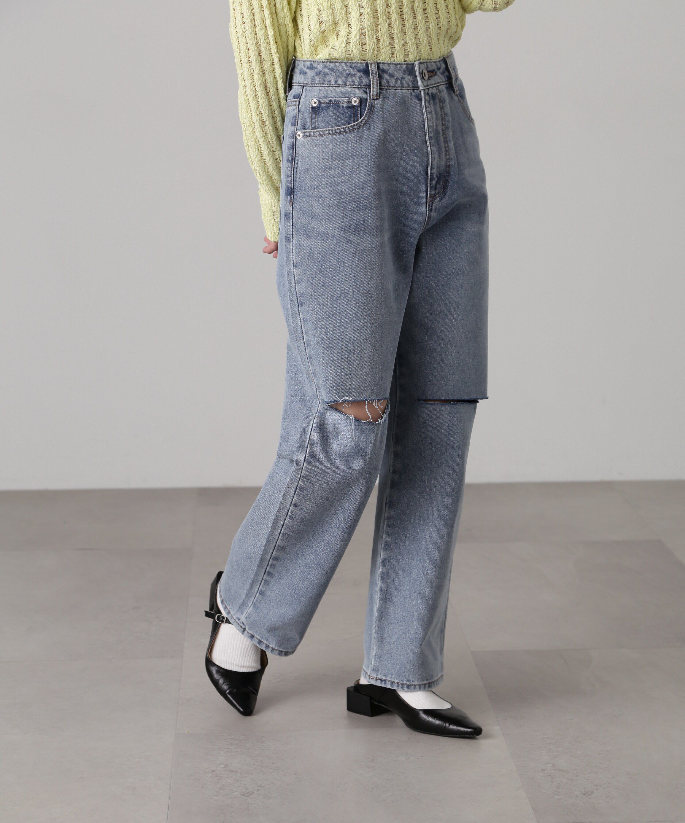  「[低身長サイズ/Sシリーズ]ニーカットストレートデニムパンツ」|その他|