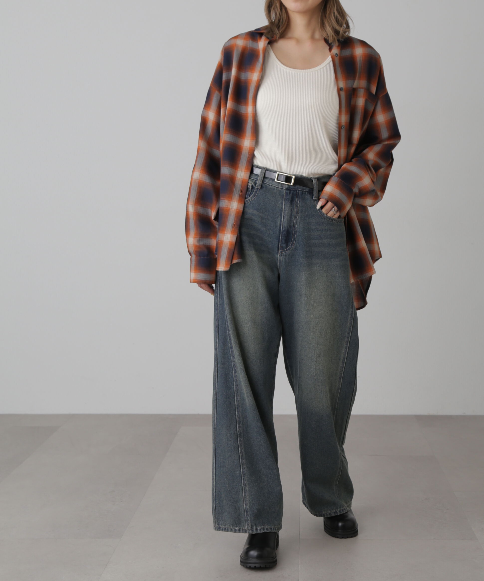  「[XS-Lサイズ展開]サイドパネルヴィンテージライクワイドデニム」|その他|