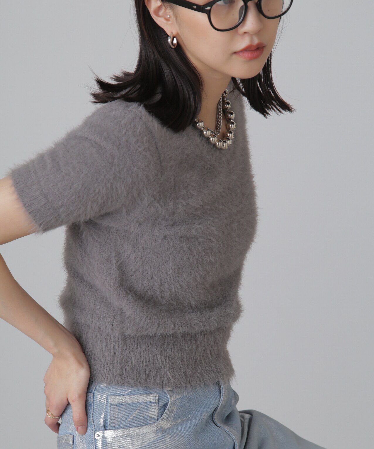  「シャギー半袖ニット」|ニット・セーター|