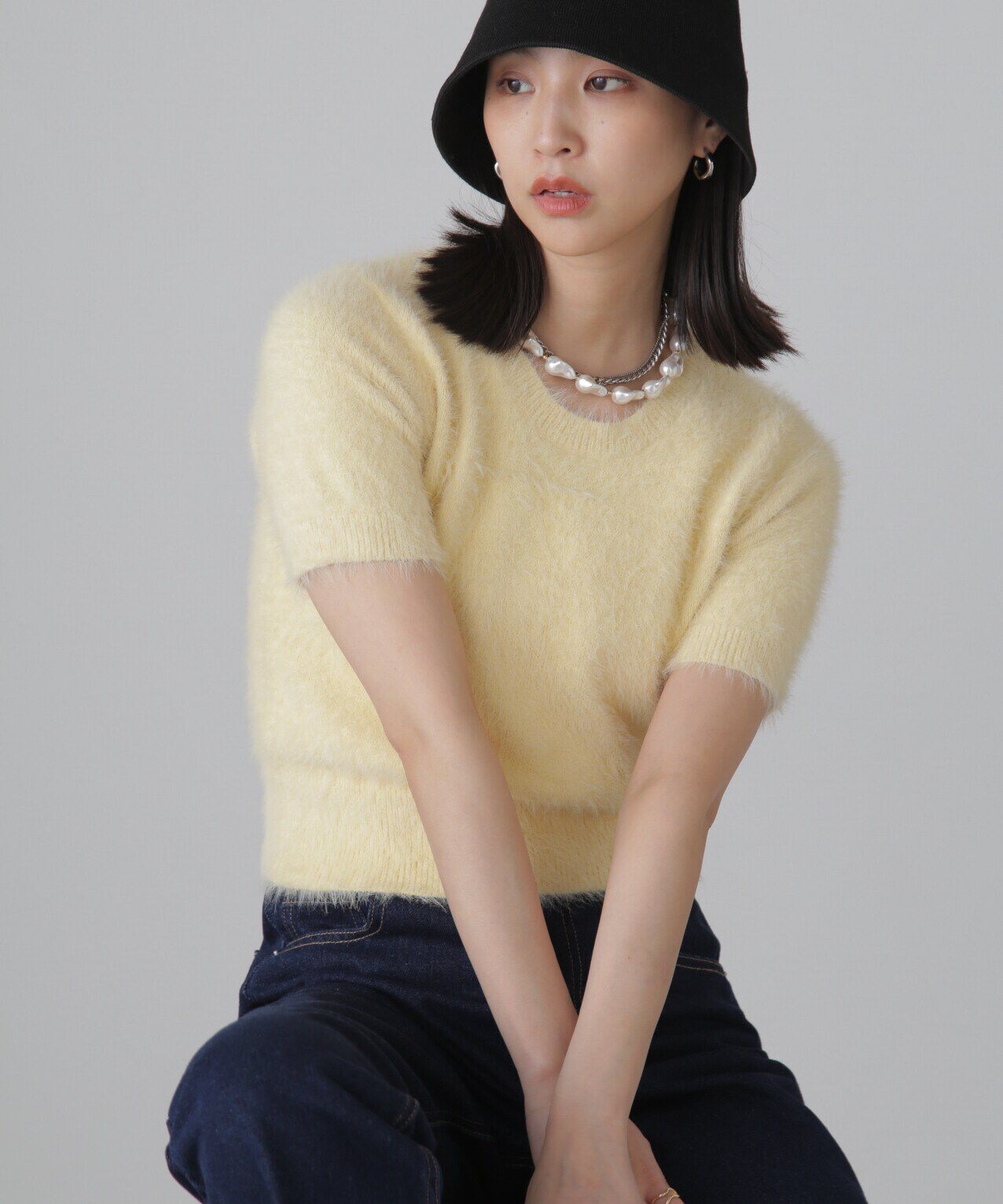  「シャギー半袖ニット」|ニット・セーター|