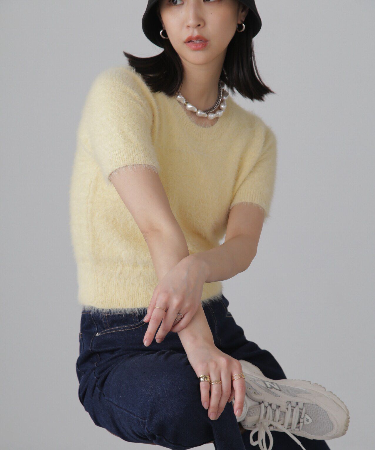  「シャギー半袖ニット」|ニット・セーター|