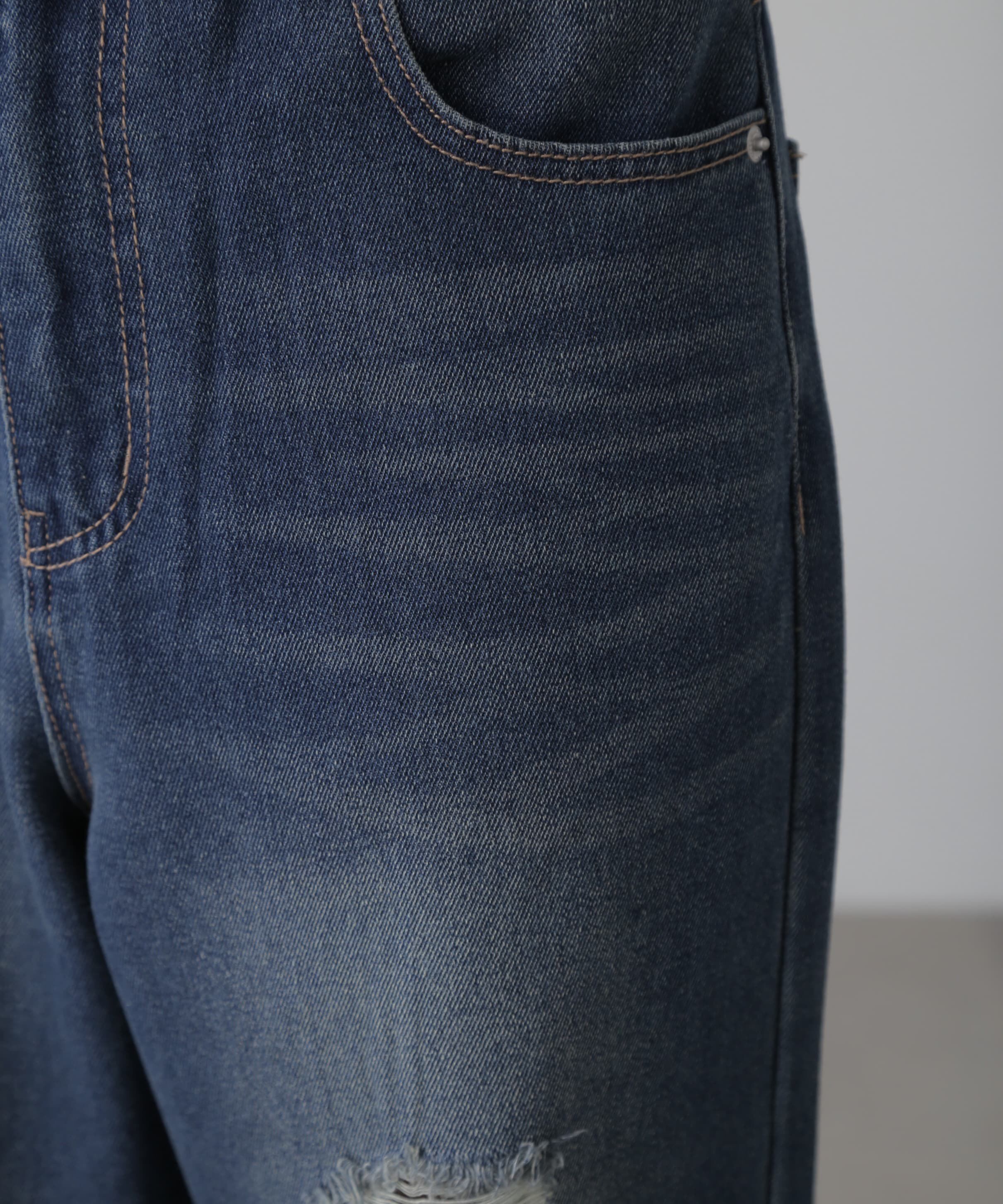  「ストレートワイドクラッシュデニムパンツ」|その他|