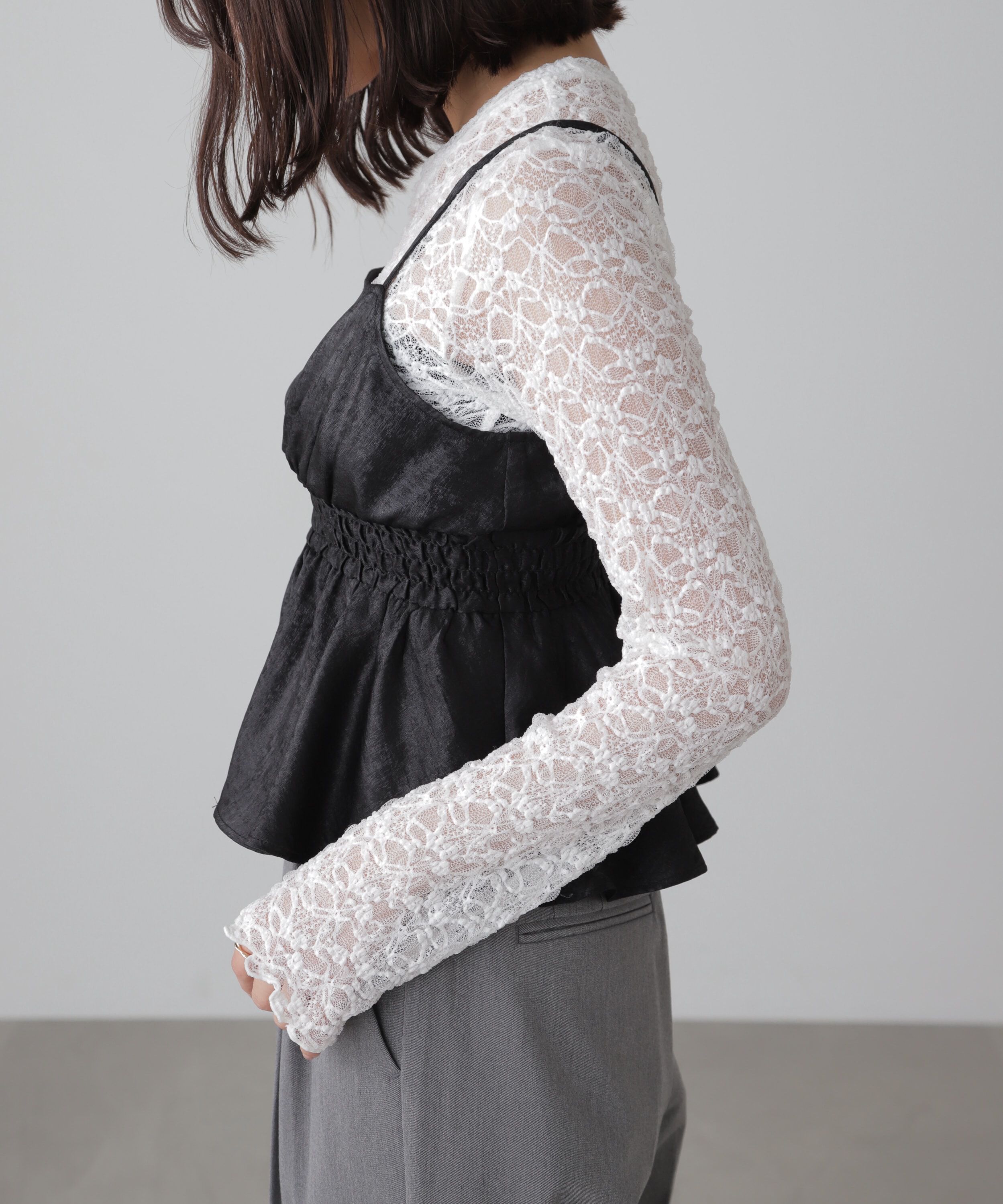  「シャーリングペプラムビスチェ」|シャツ・ブラウス|