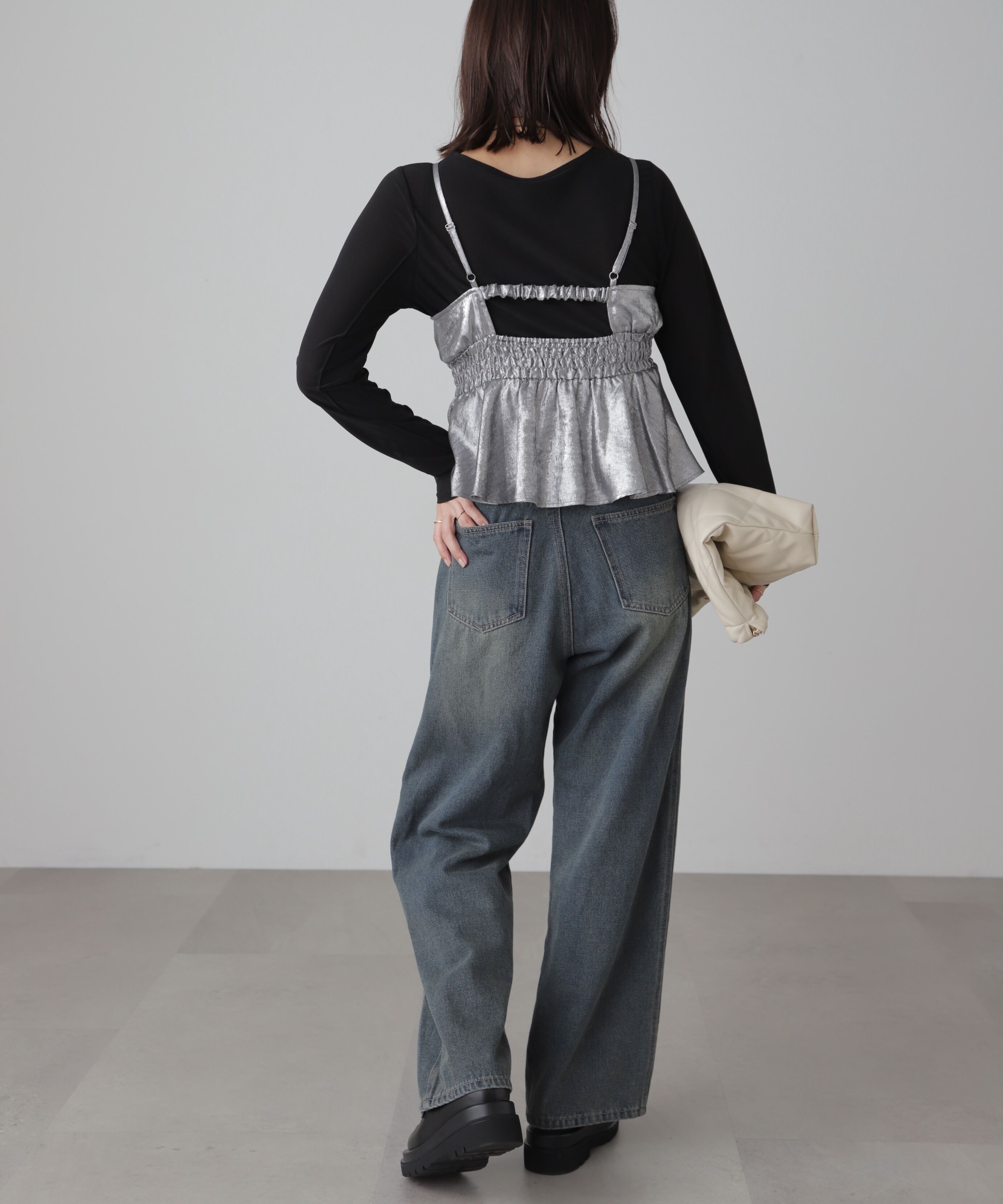  「シャーリングペプラムビスチェ」|シャツ・ブラウス|