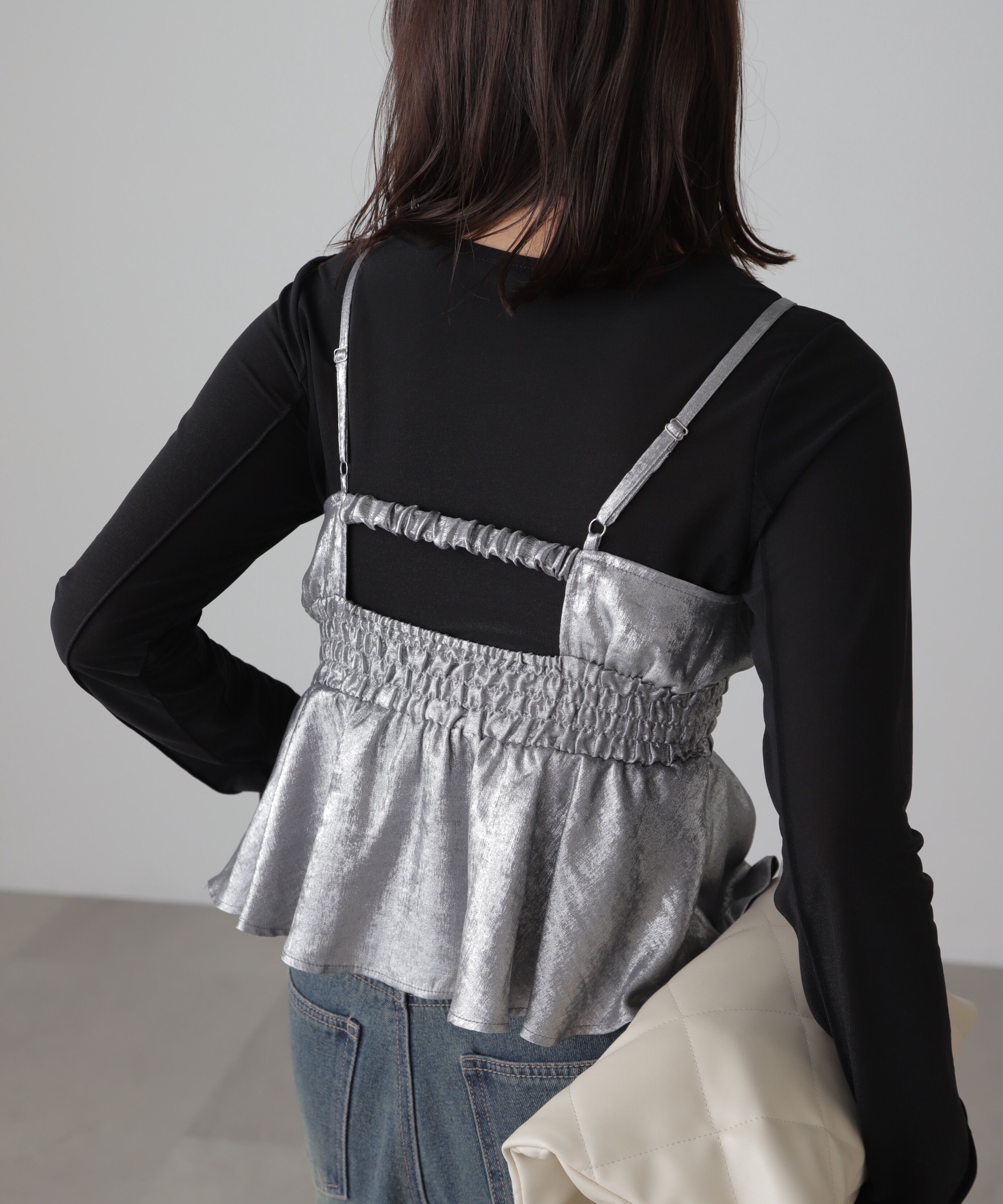  「シャーリングペプラムビスチェ」|シャツ・ブラウス|