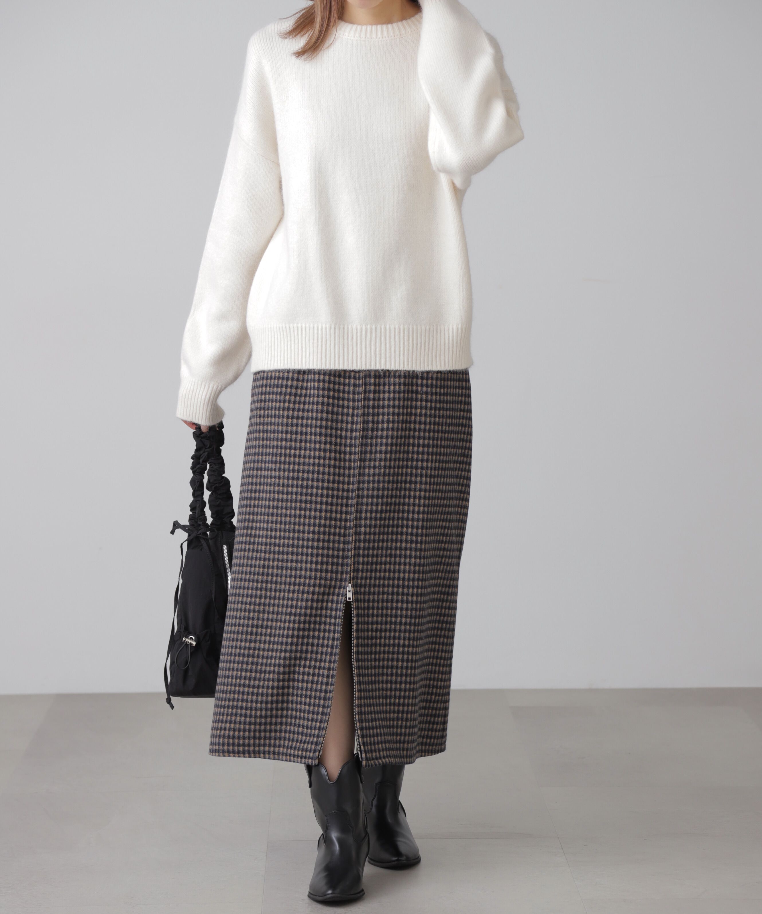  「フロントジップナロースカート」|スカート|