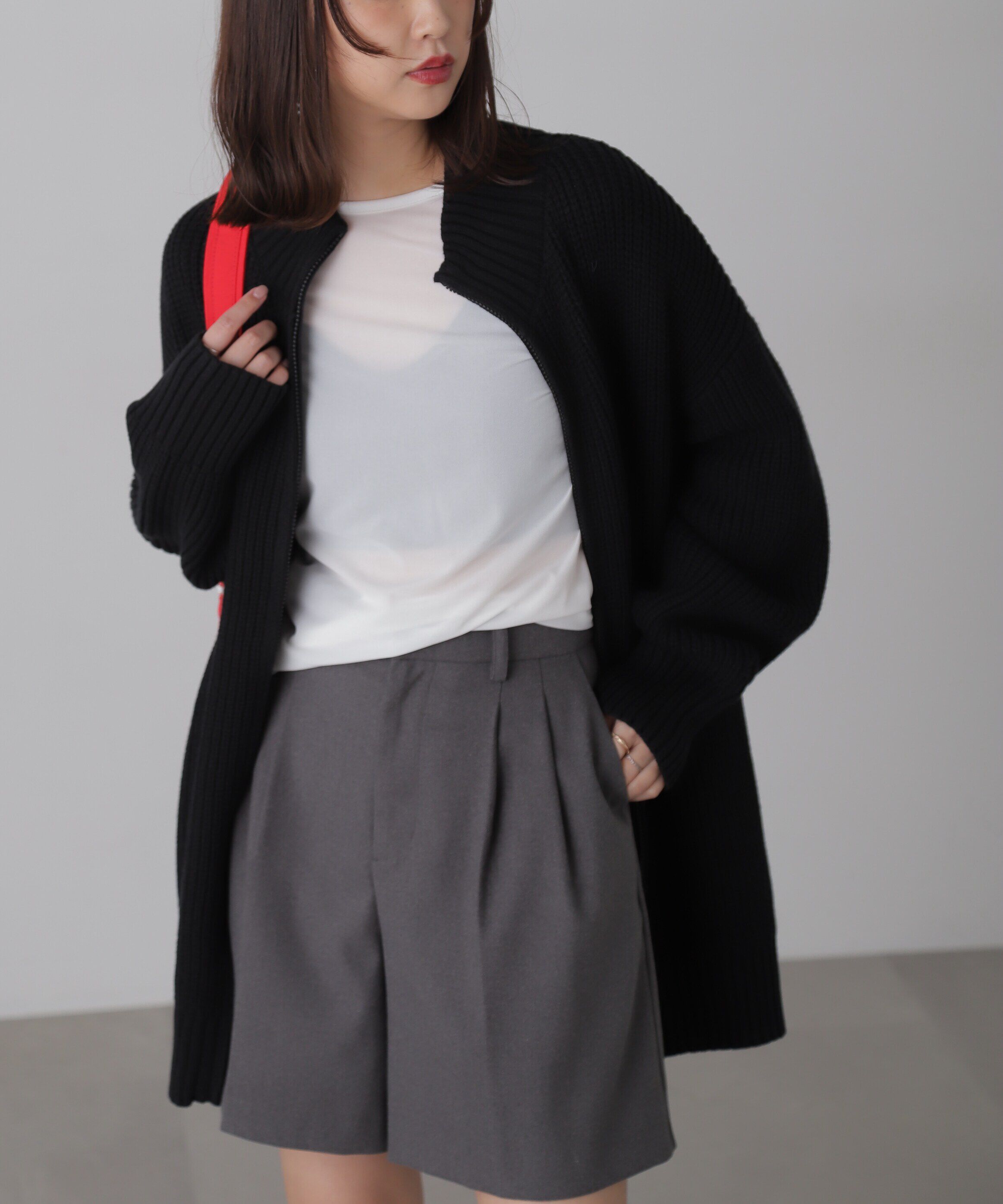  「ジップニットミニワンピース」|ワンピース|