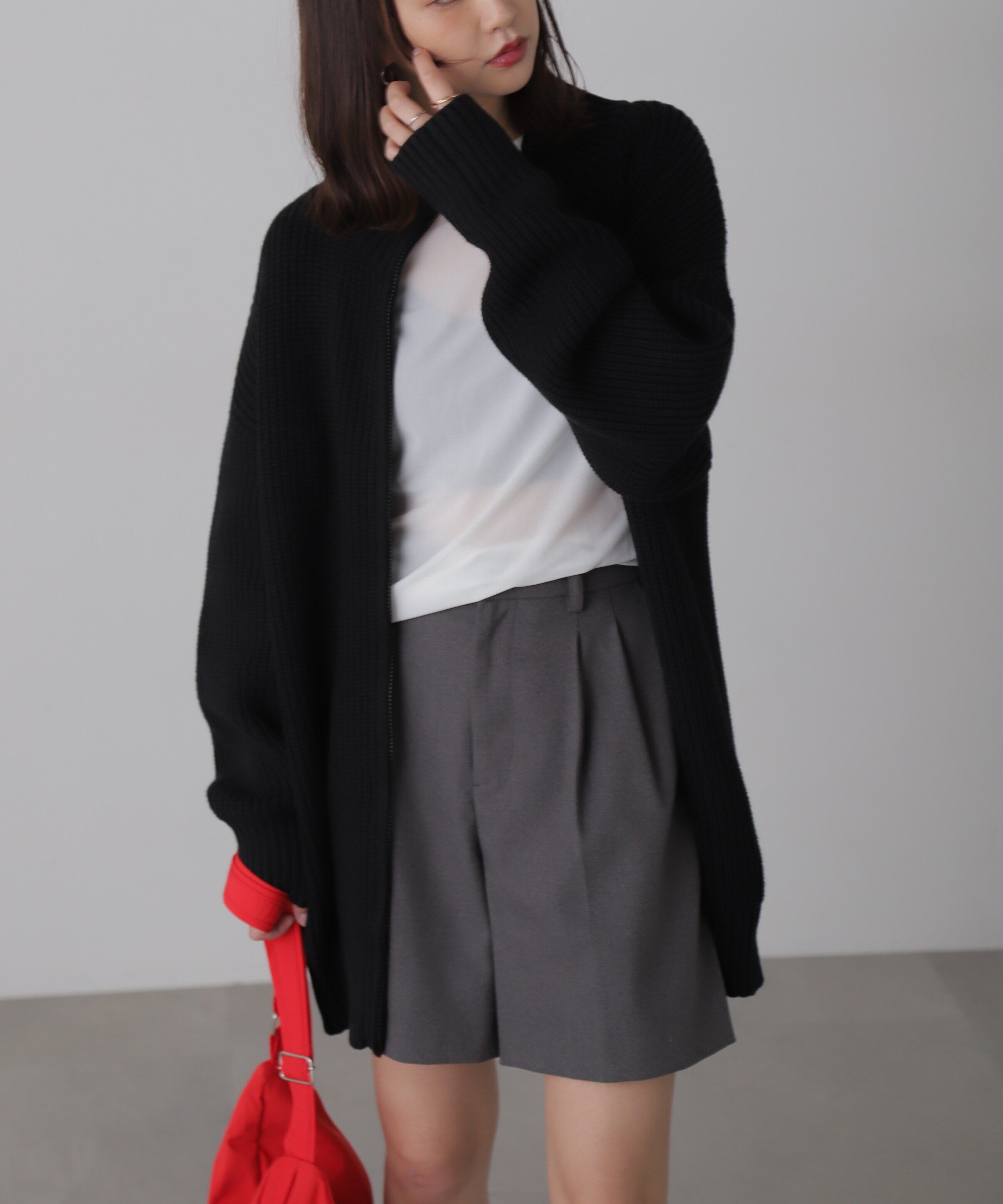  「ジップニットミニワンピース」|ワンピース|