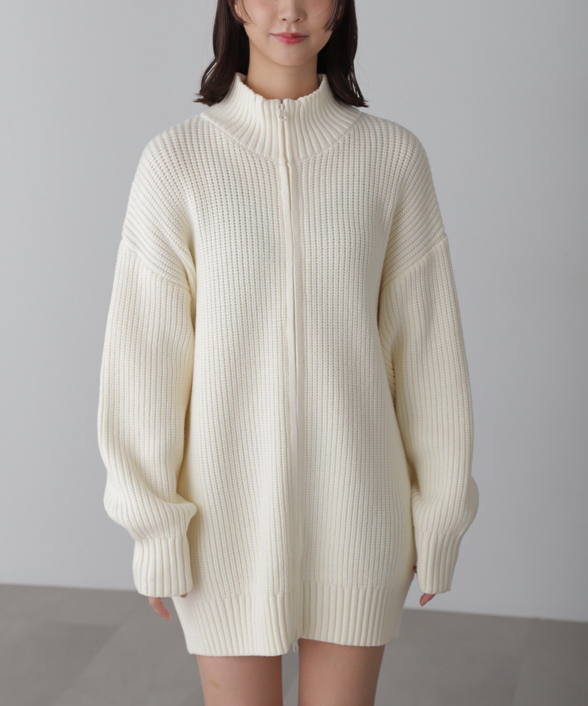  「ジップニットミニワンピース」|ワンピース|