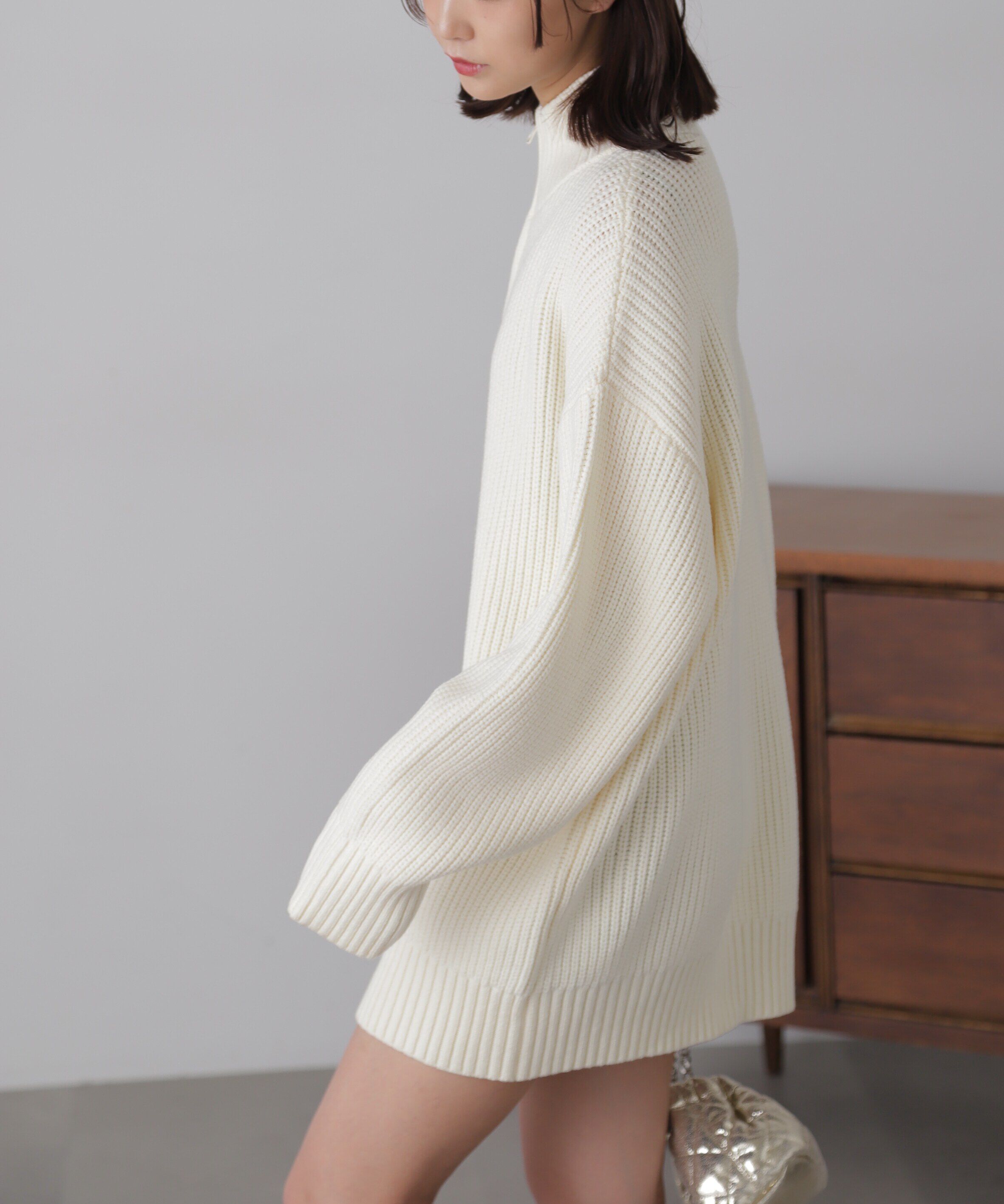  「ジップニットミニワンピース」|ワンピース|