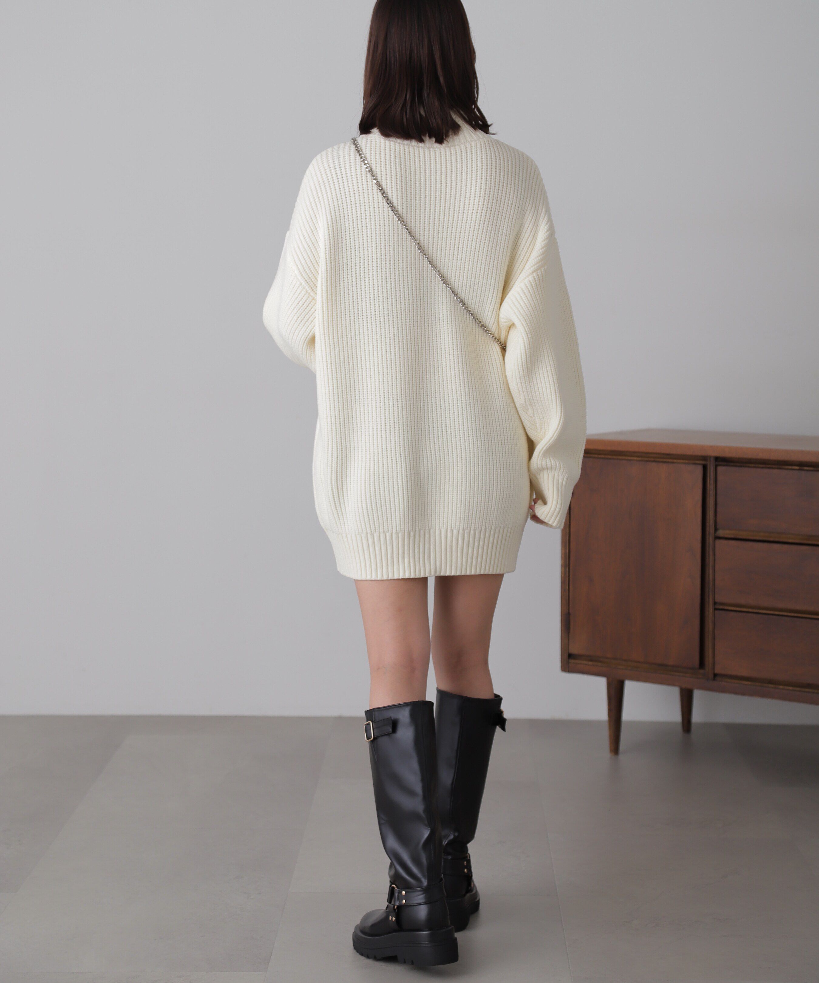  「ジップニットミニワンピース」|ワンピース|