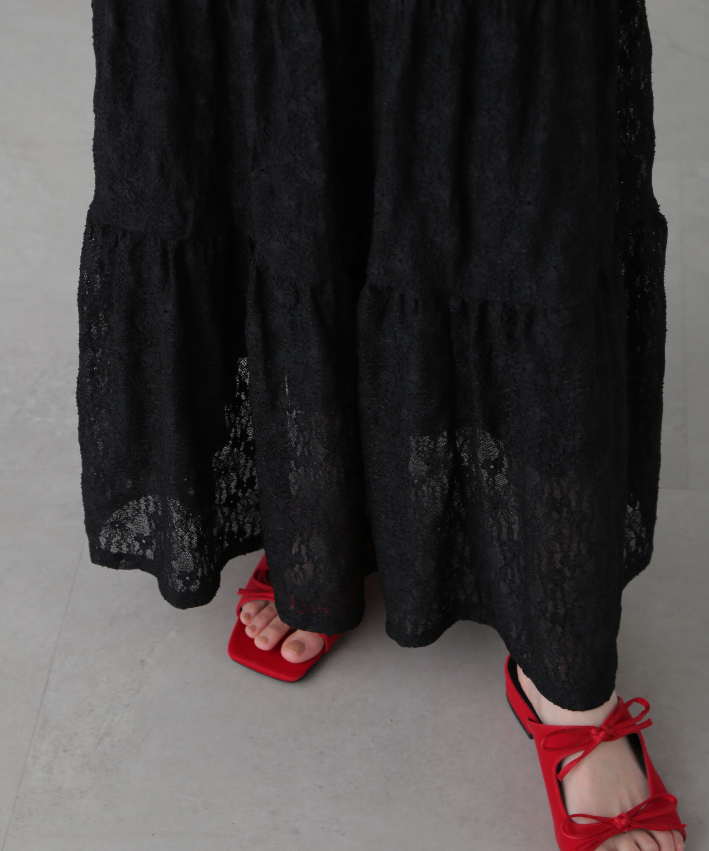  「レースティアードフレアスカート」|スカート|