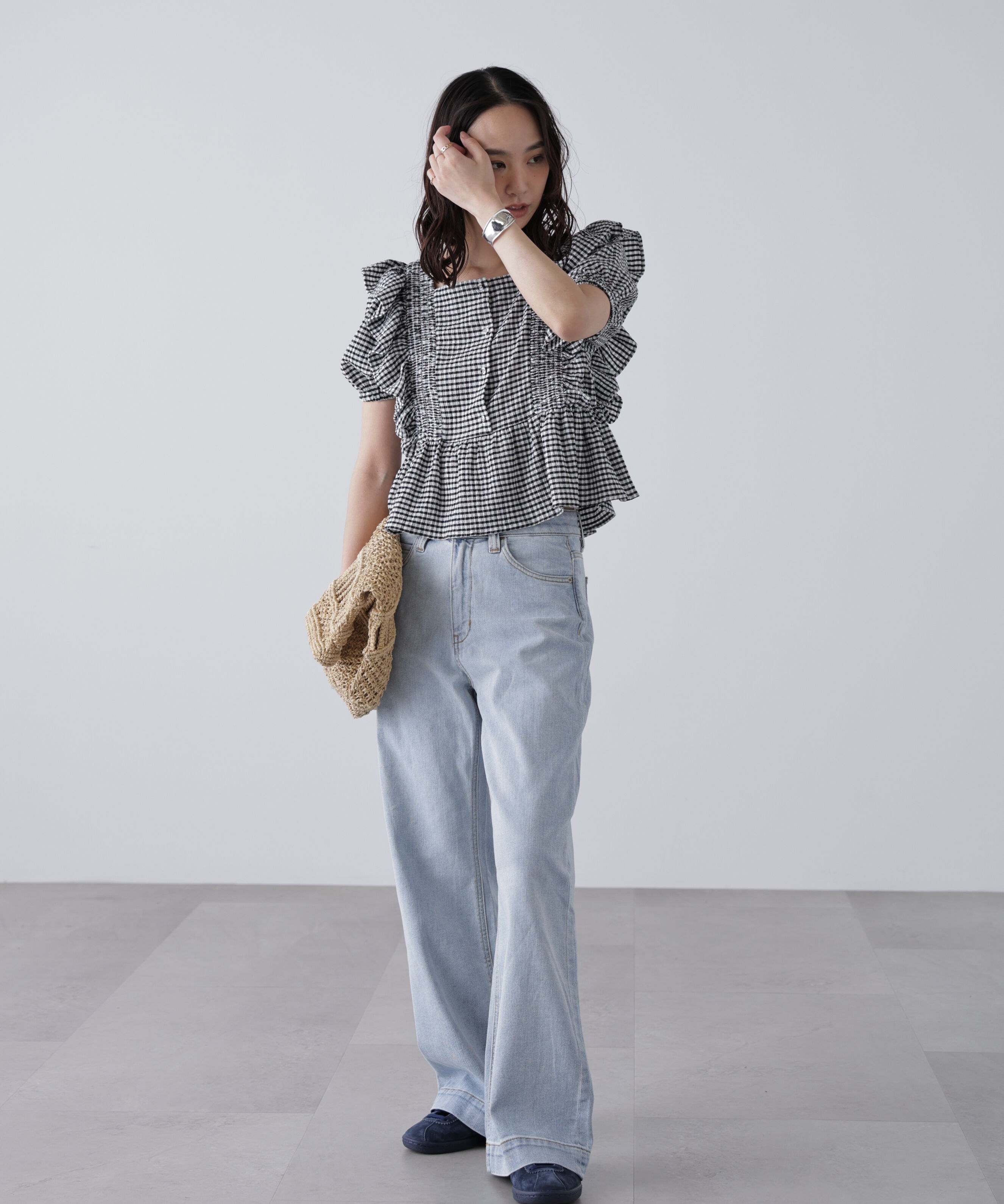  「肩フリルペプラムブラウス」|シャツ・ブラウス|